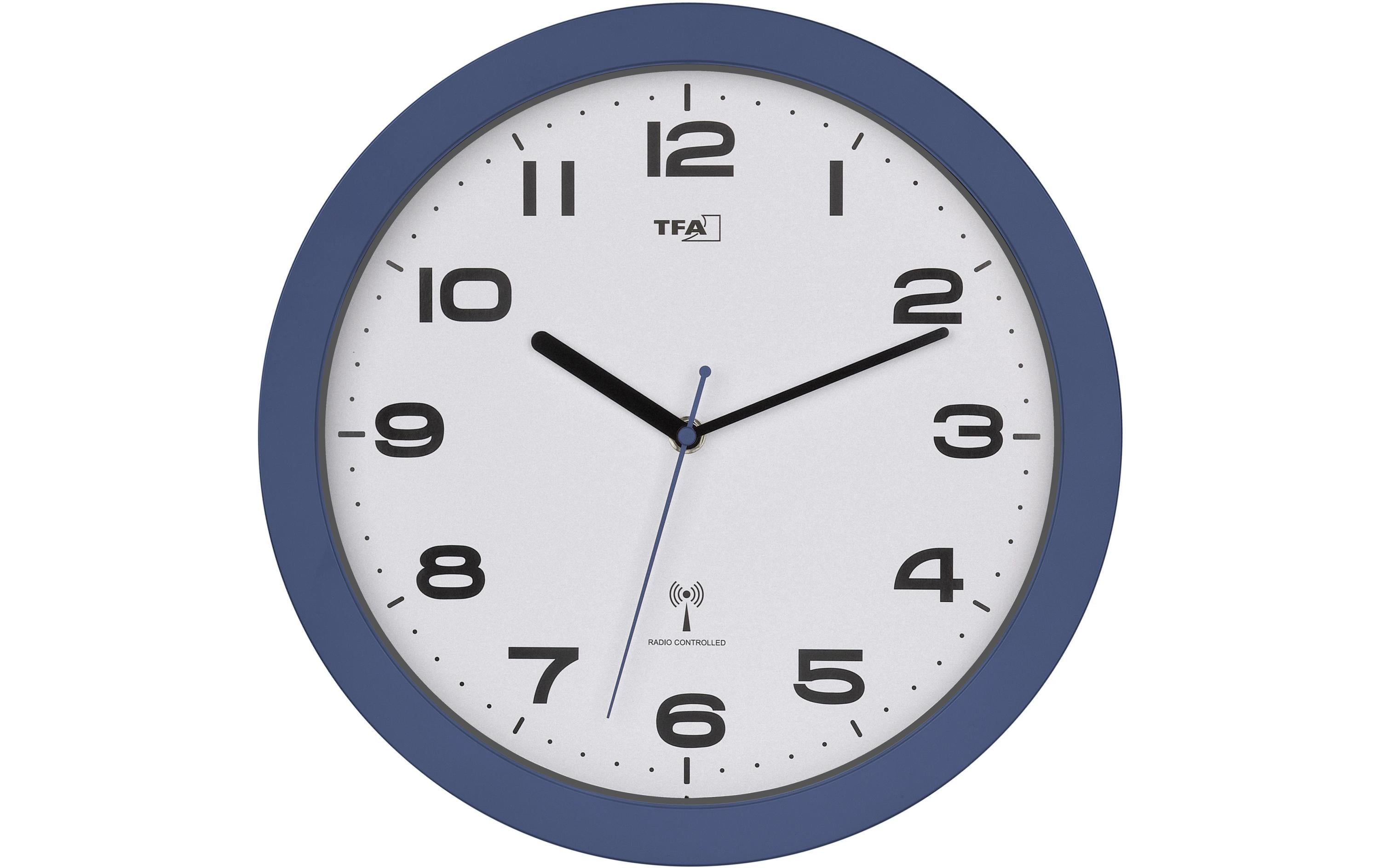 TFA-Dostmann TFA Dostmann Wanduhr – Funk, analog, lautlos, Ø 32 cm, blau, Kunststoff