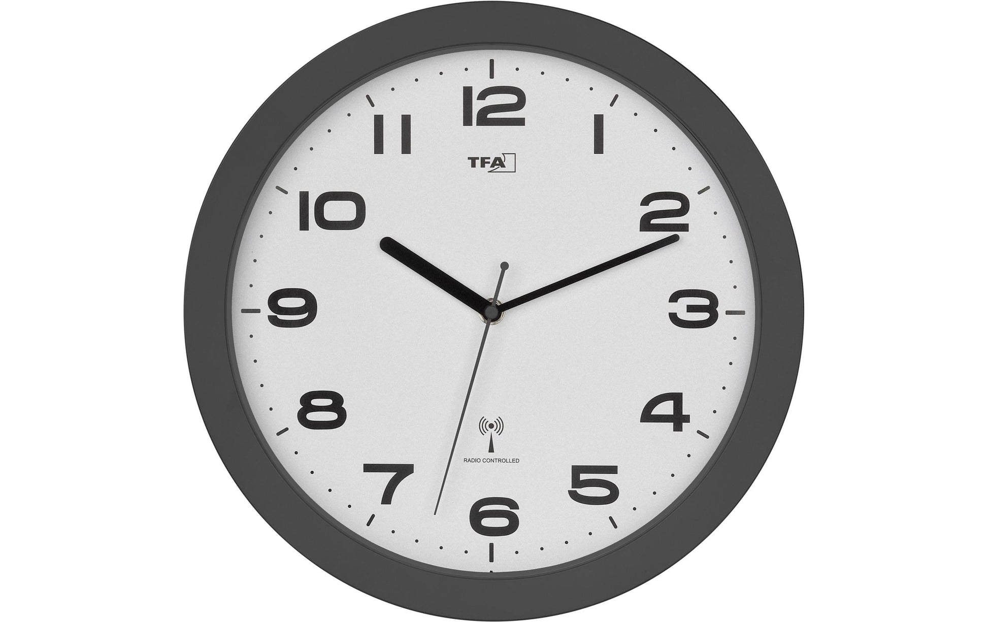 TFA-Dostmann TFA Dostmann Wanduhr – Funk, analog, lautlos, Ø 32 cm, grau, Kunststoff