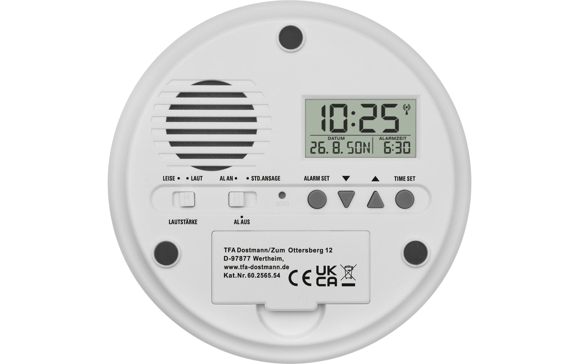 TFA-Dostmann TFA Dostmann TALK 2 Digitalwecker – Funk, Snooze, 6,8 × 12,6 × 12,6 cm, Silber