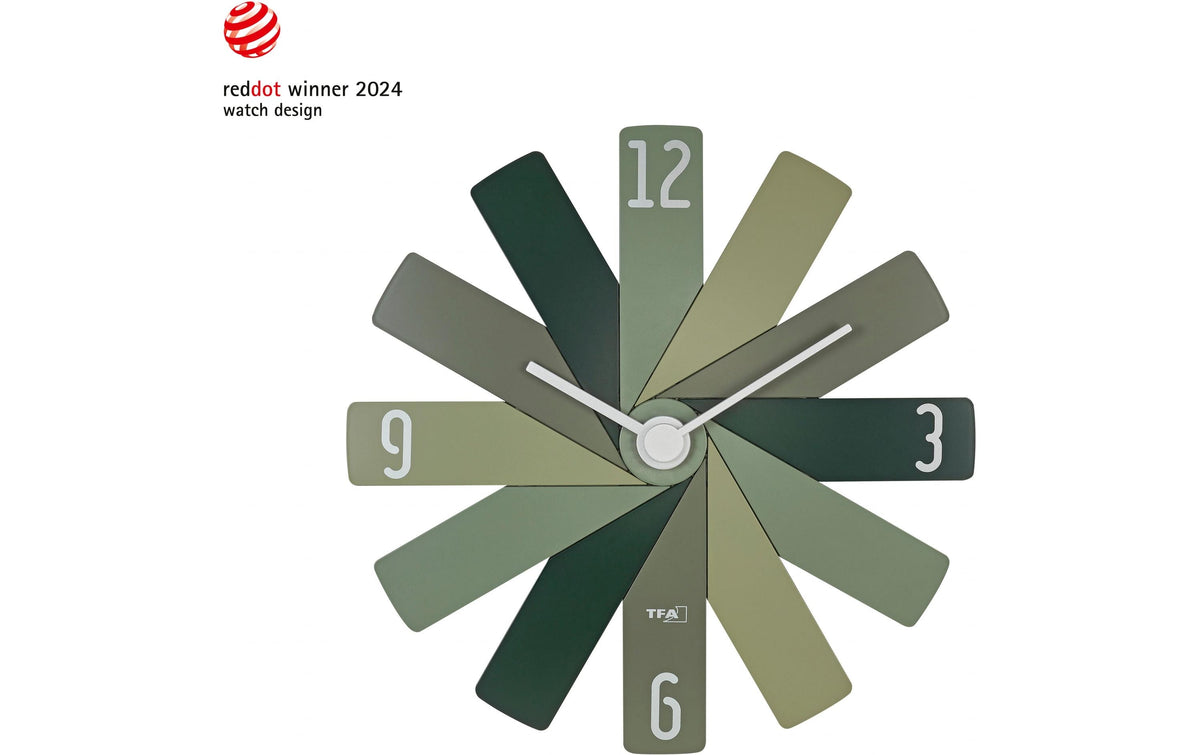 TFA-Dostmann TFA Dostmann CLOCK IN THE BOX Wanduhr – Funk, analog, lautlos, Ø 40 cm, grün, Kunststoff