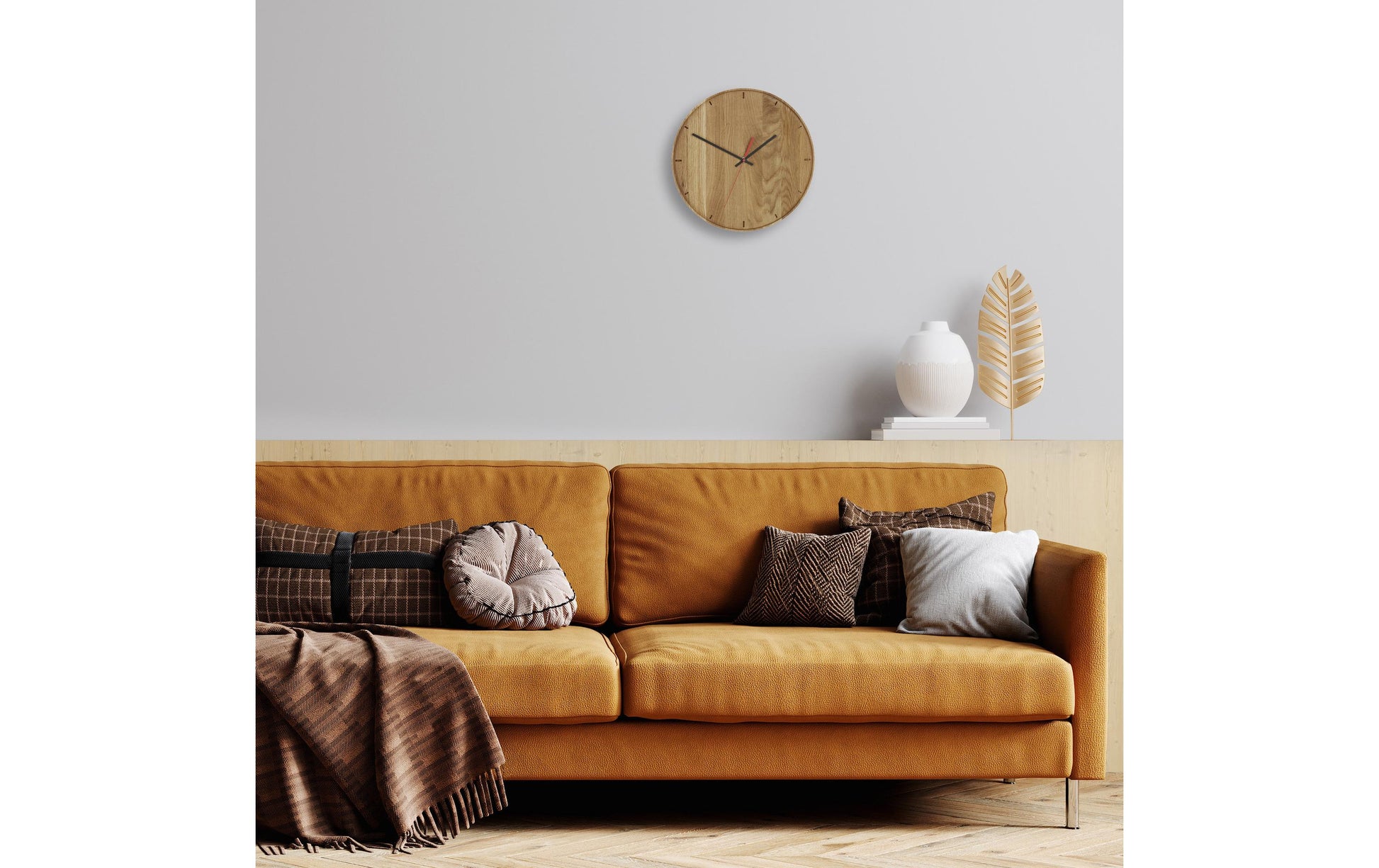 TFA-Dostmann TFA Dostmann Wanduhr – Analog, Ø 35 cm, Braun, Holz