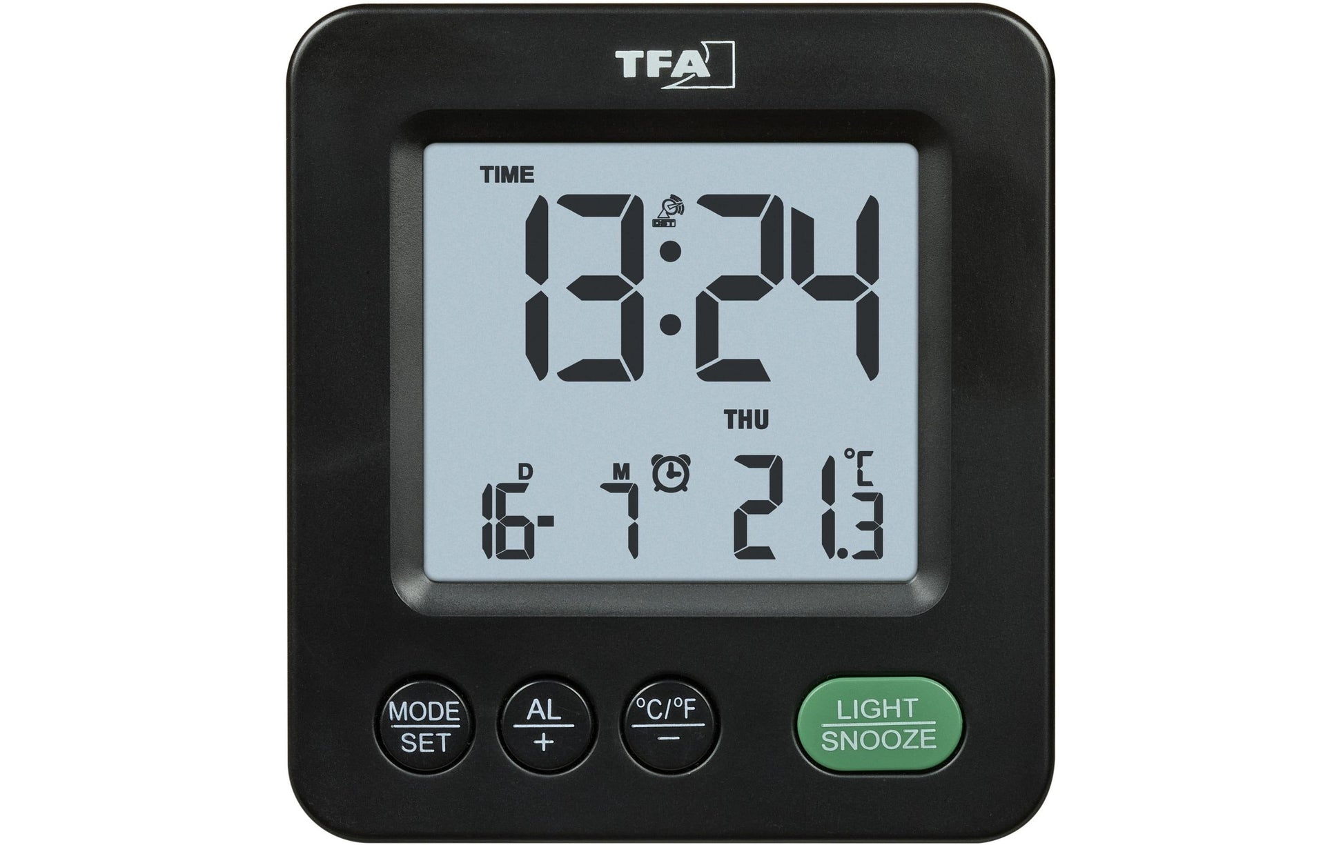 TFA-Dostmann TFA Dostmann NOX Digitalwecker – Funk, Schlummerfunktion, Thermometer, 6,4 × 6,9 × 2,3 cm, Schwarz
