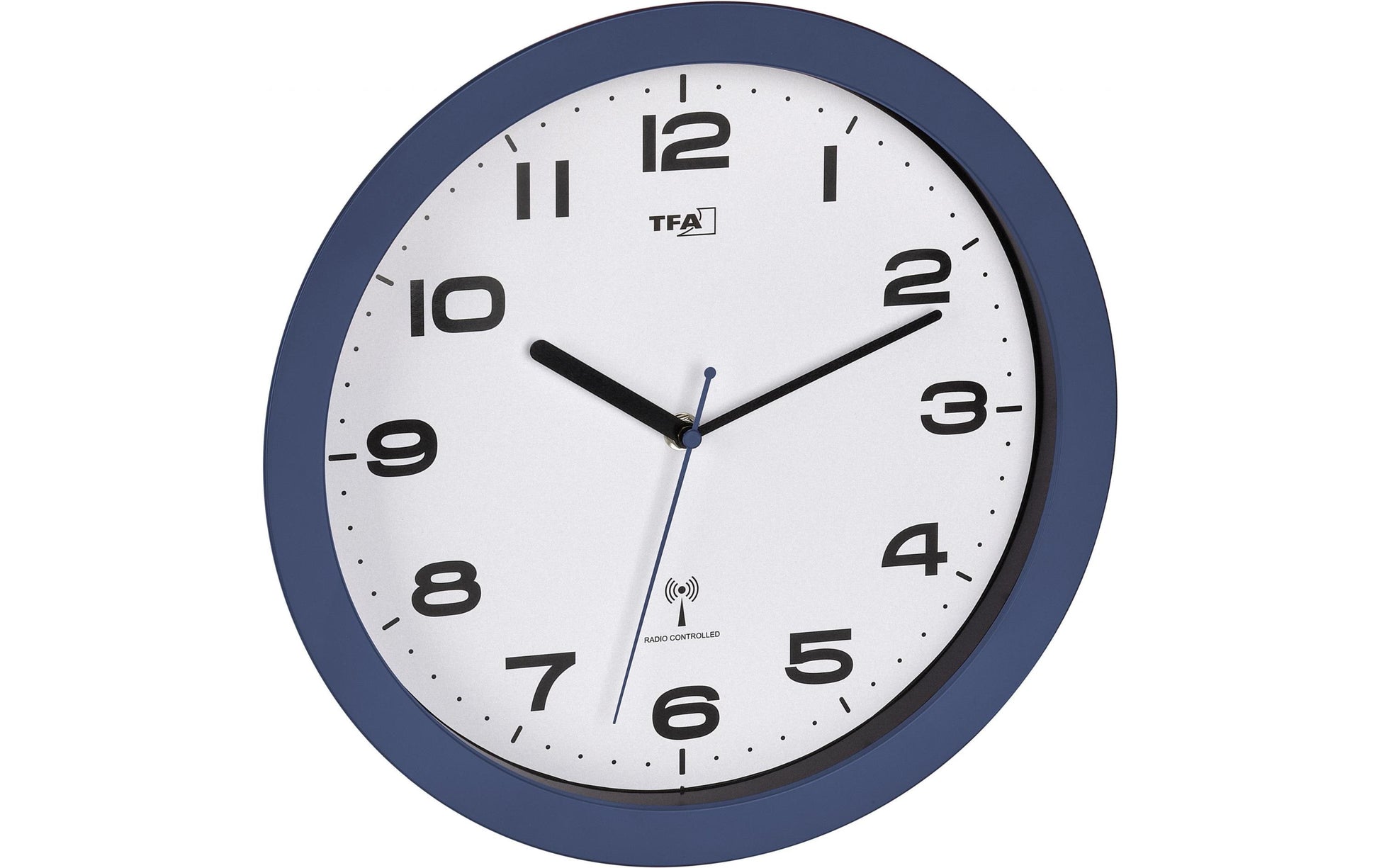 TFA-Dostmann TFA Dostmann Wanduhr – Funk, analog, lautlos, Ø 32 cm, blau, Kunststoff