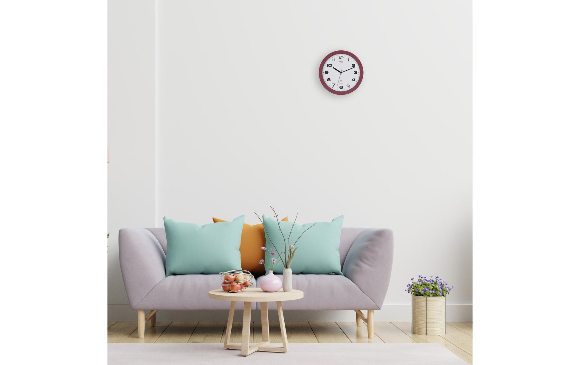 TFA-Dostmann TFA Dostmann Wanduhr – Funk, analog, lautlos, Ø 32 cm, rot, Kunststoff