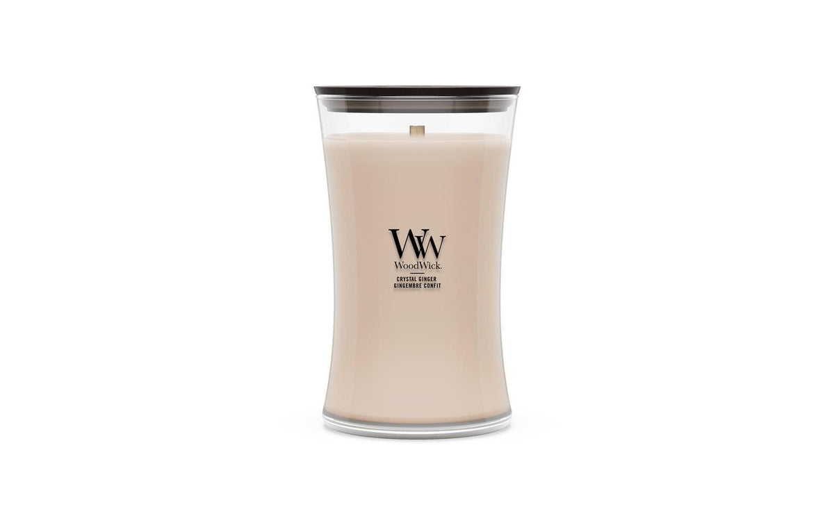 WoodWick Duftkerze – Crystal Ginger – Ø 10,2 × 17,8 cm – Sojawachs & Glas & Holz