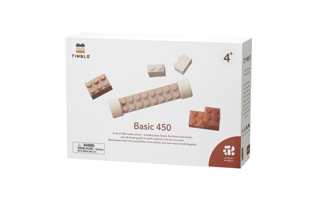 Timblo Holz Klemmbausteine Basic – 450-teilig – ab 4 Jahren – FSC-Holz – braun