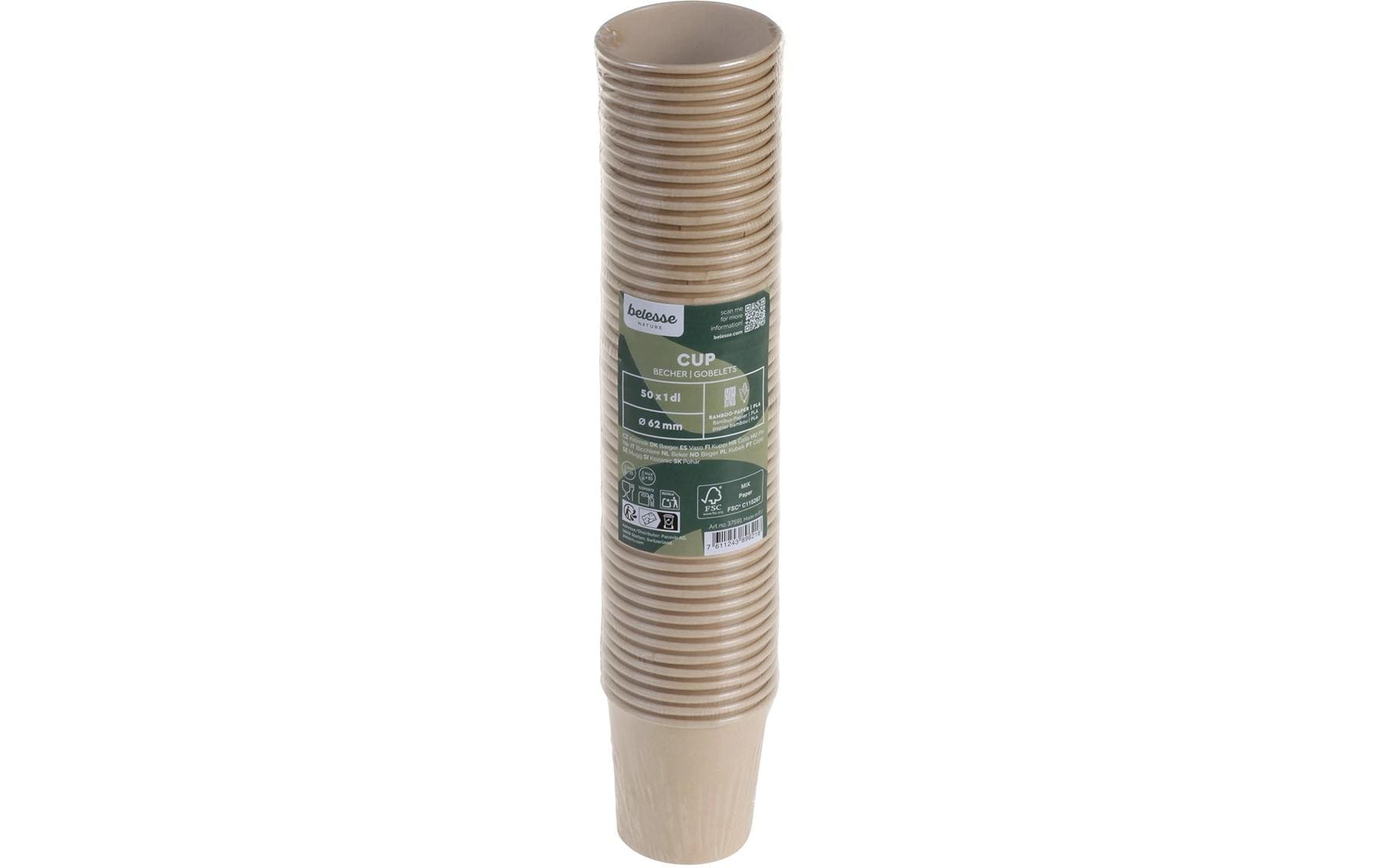 Belesse Becher nature, Papier (Bambus) – 1 dl – 50 Stk.