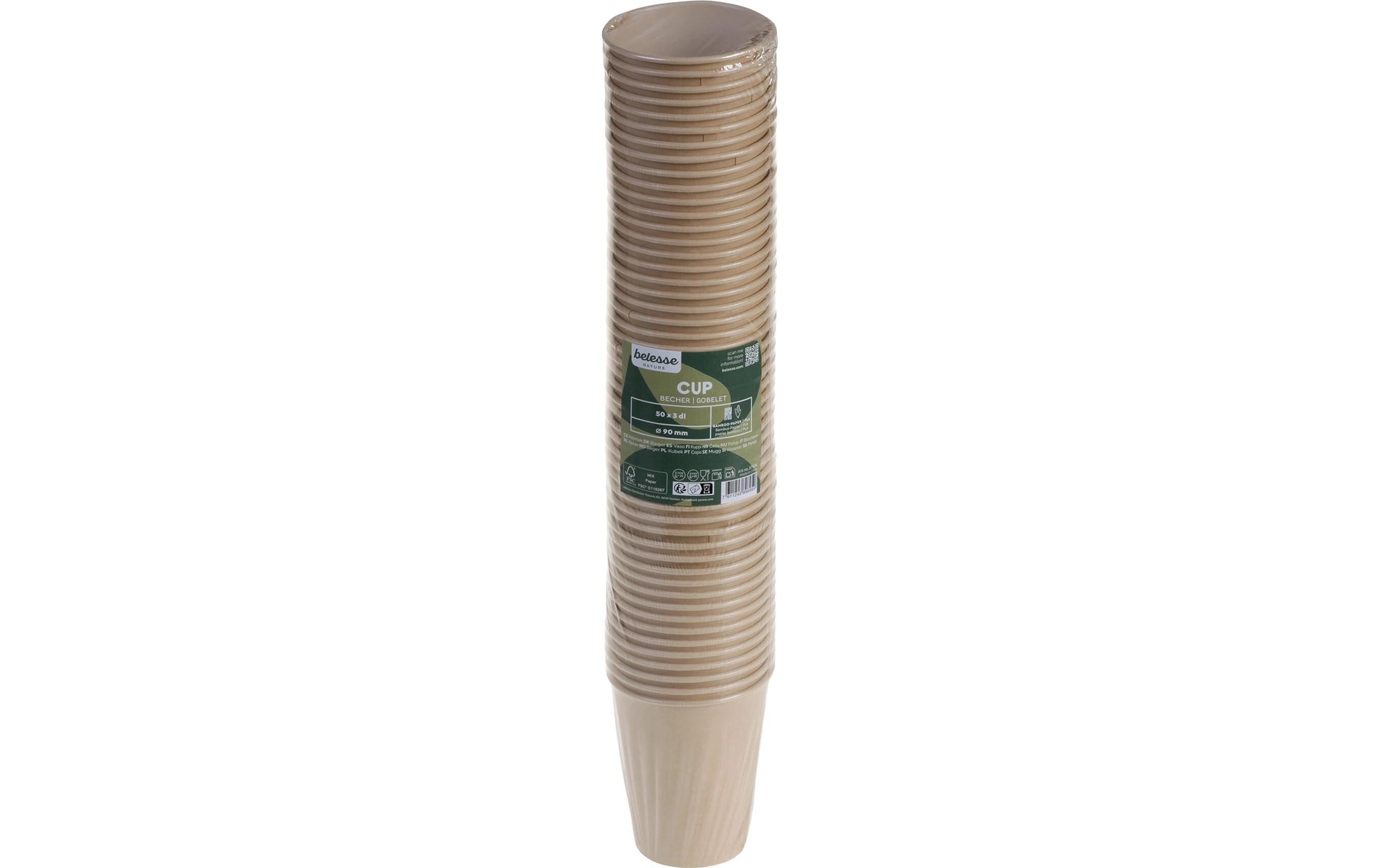 Belesse Becher, Papier (Bambus) – 3 dl, beige – 50 Stk.