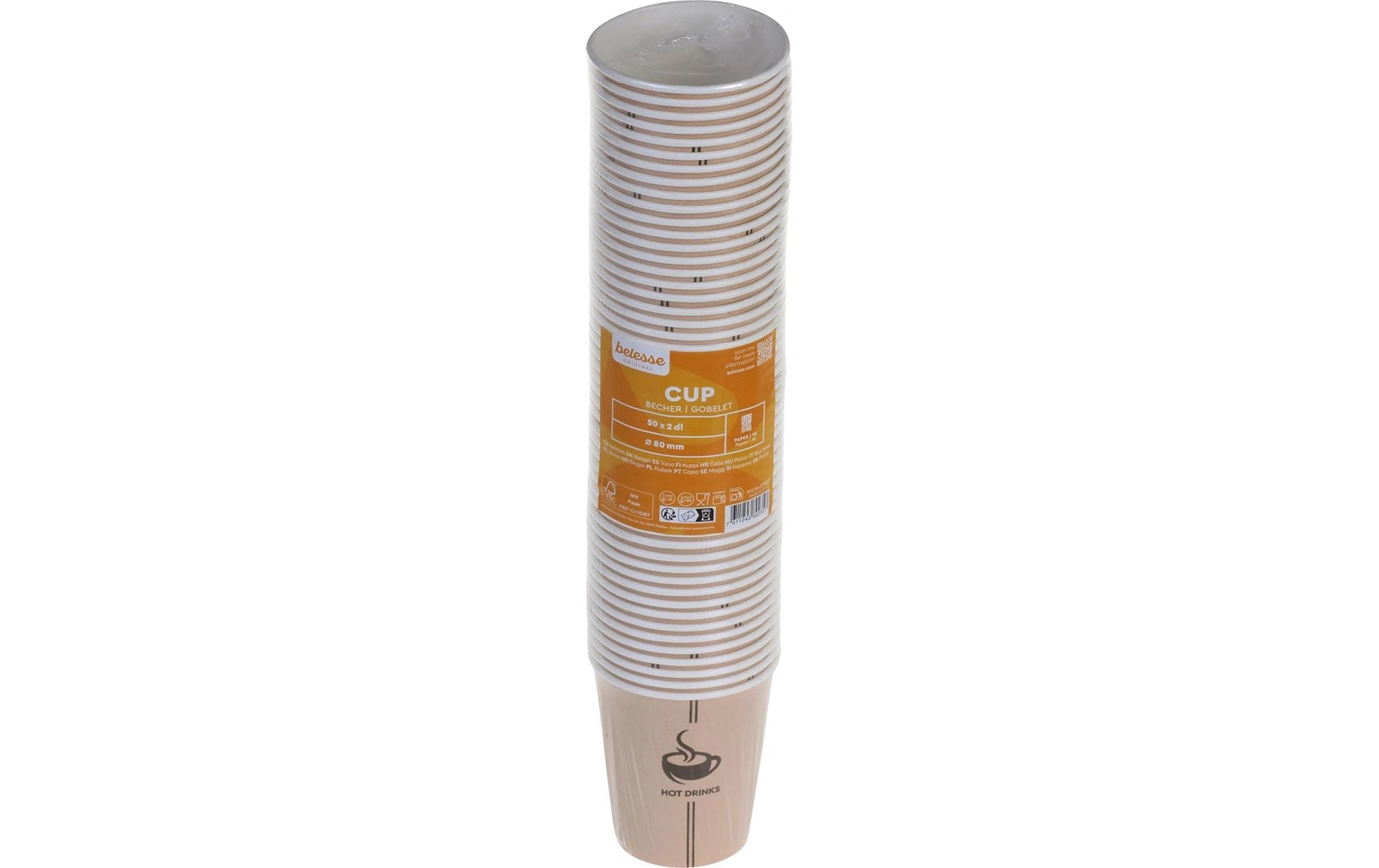 Belesse Trinkbecher, Karton, PE-beschichtet – 2 dl, beige – 50 Stk.