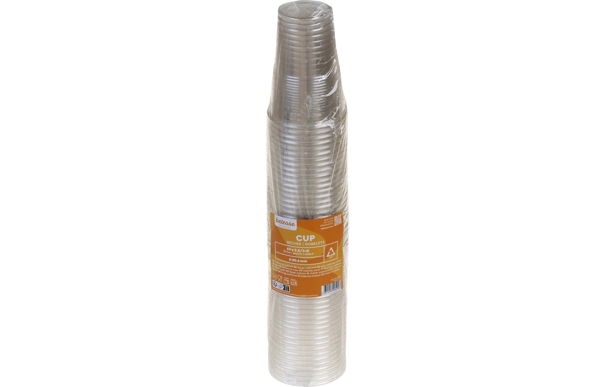 Belesse Trinkbecher, PET – 3 dl, transparent – 50 Stk.