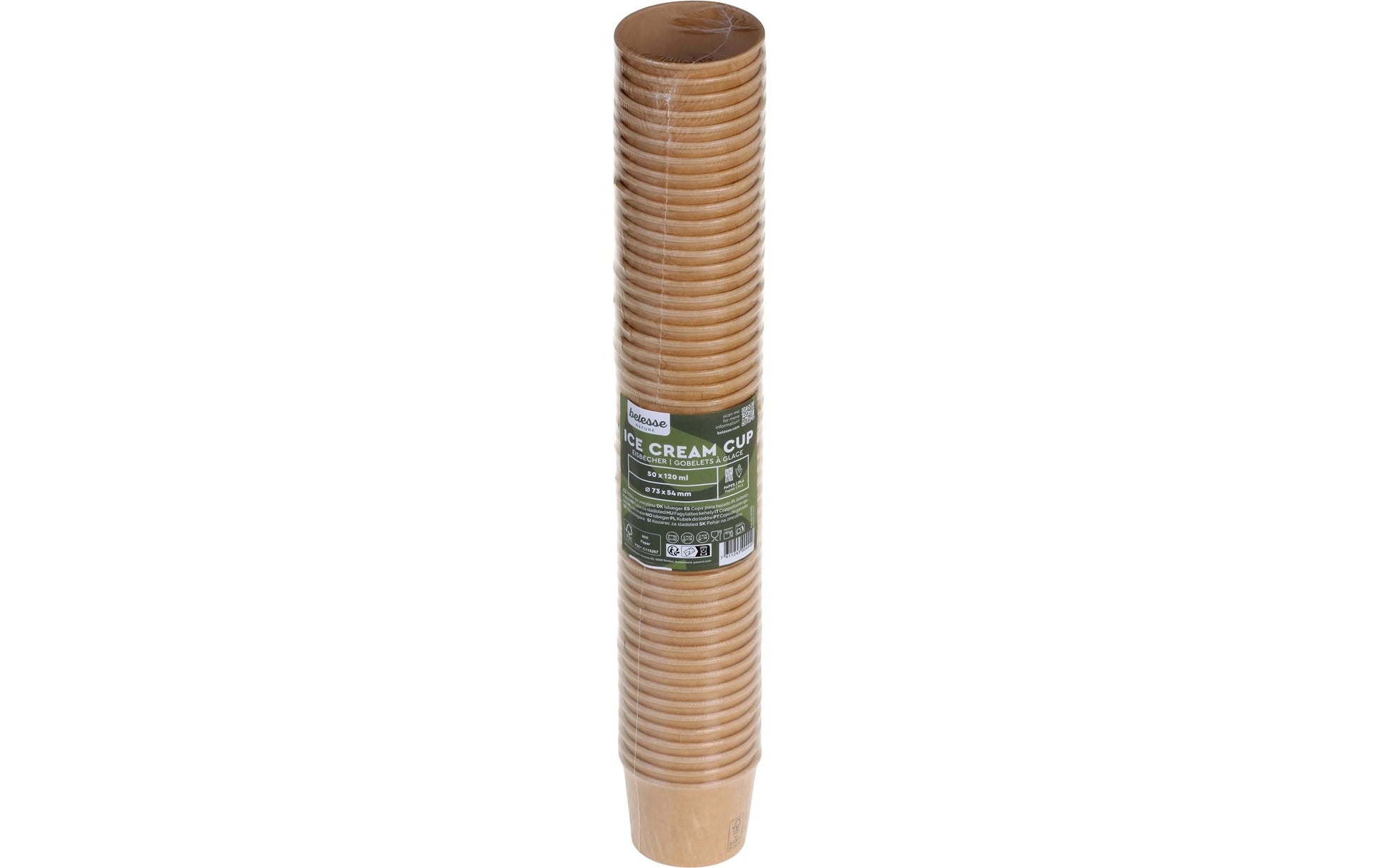 Belesse nature Eisbecher, Papier, PLA-beschichtet – 1,2 dl, braun – 50 Stk.