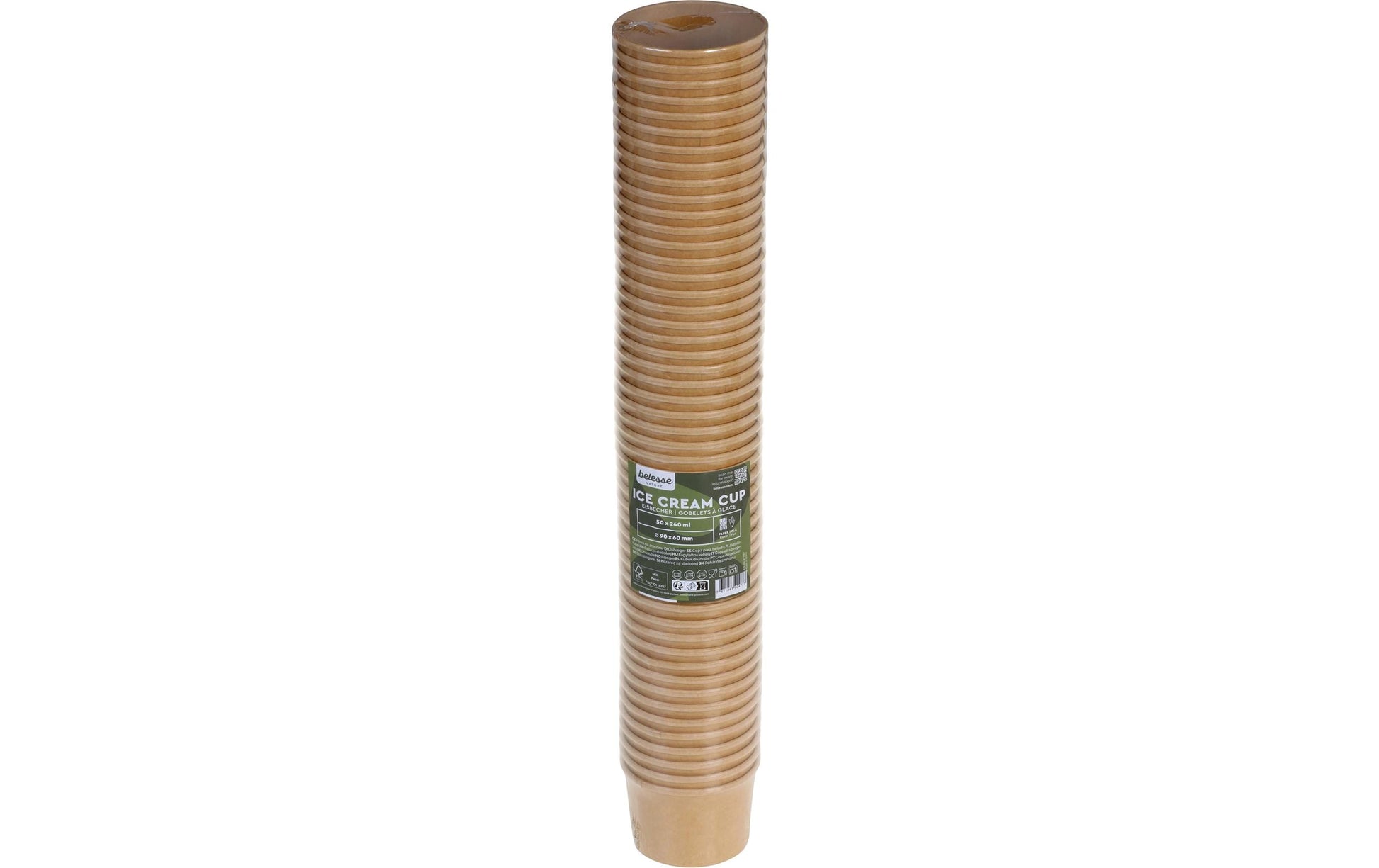 Belesse Becher nature, Papier, PLA-beschichtet – 2,4 dl, hellbraun
