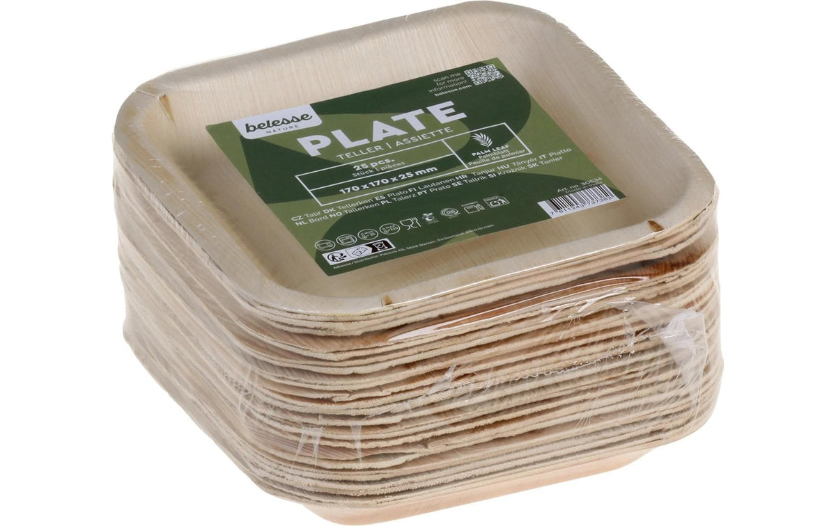 Belesse Teller Nature, Palmblatt – Ø 17 cm, beige – 25 Stk.