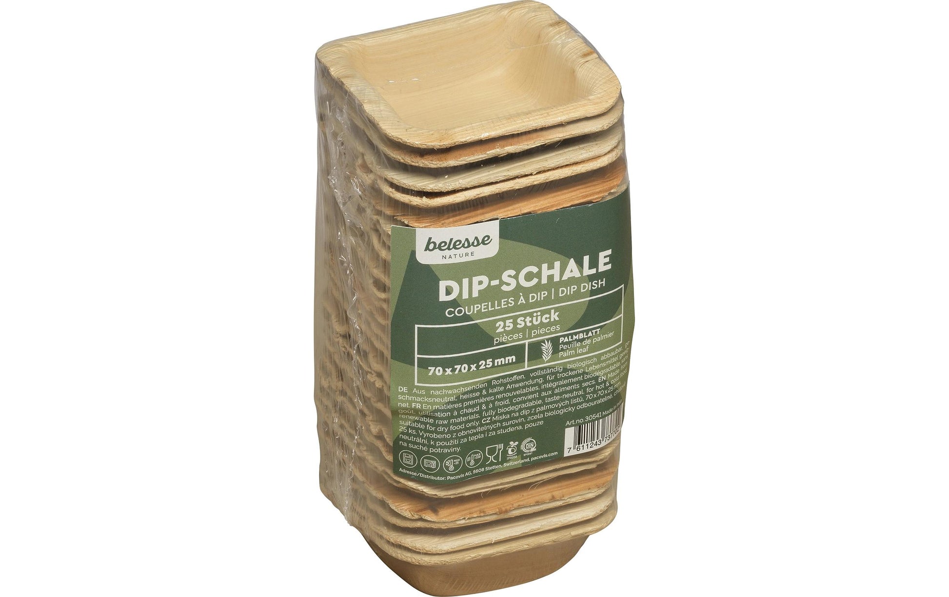 Belesse nature Schale Palmblatt, Quadratisch – 70 × 70 × 27 mm – 25 Stk.
