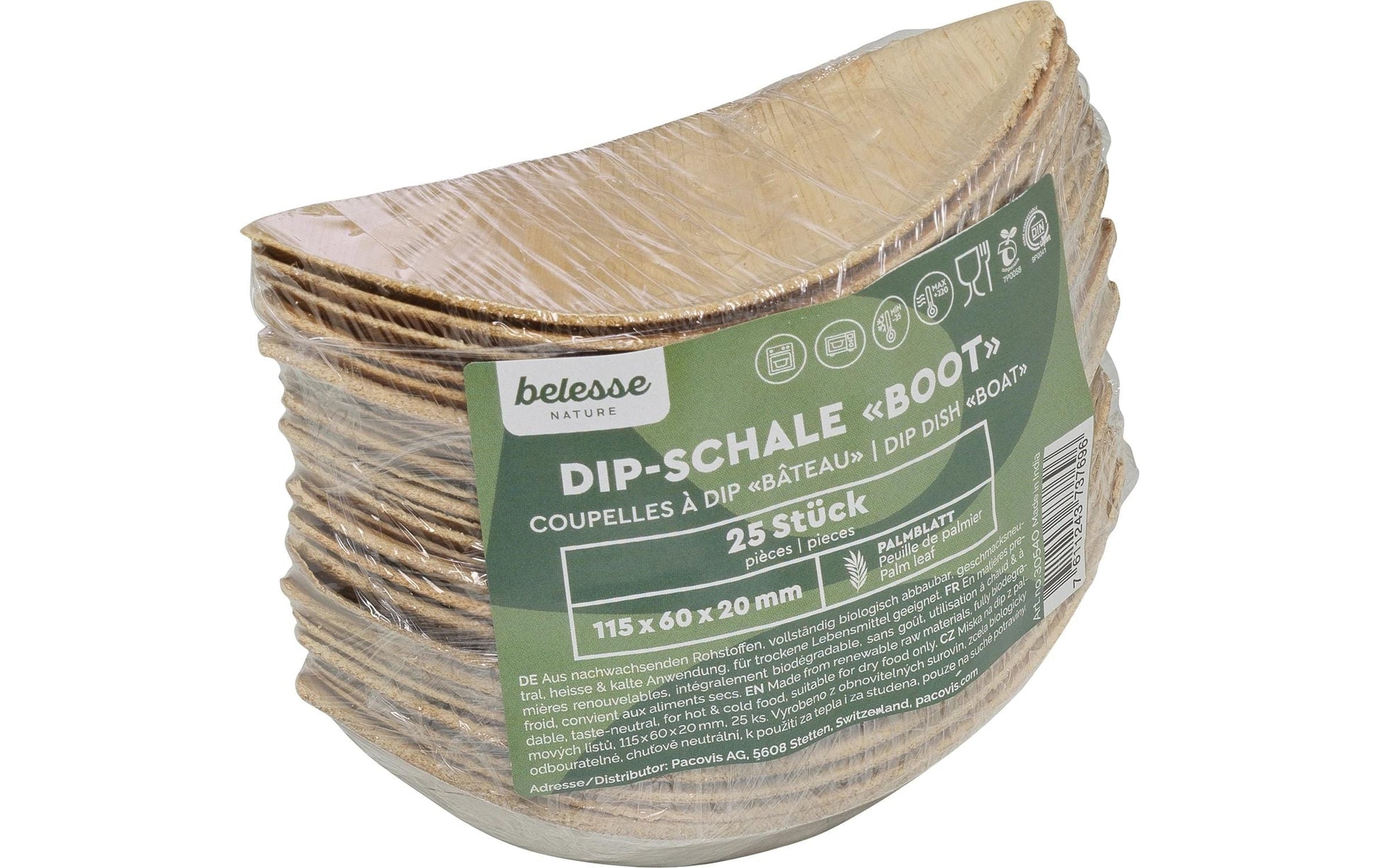 Belesse Palmblatt-Schale, Boot – 11,5 × 6 cm – 25 Stk.