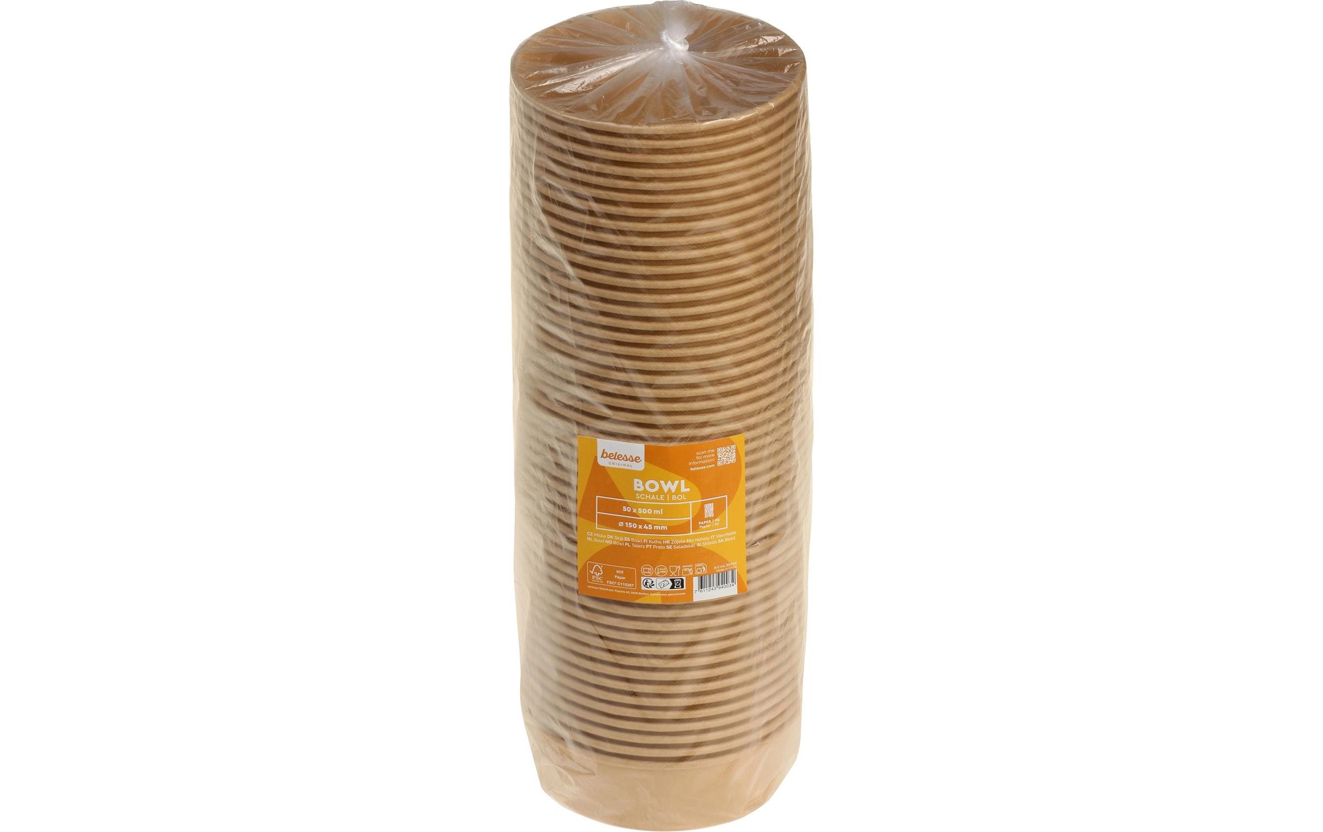 Belesse Schale, Papier/Karton, PE-beschichtet – 500 ml, Ø 15 cm × 4,5 cm, braun – 50 Stk.
