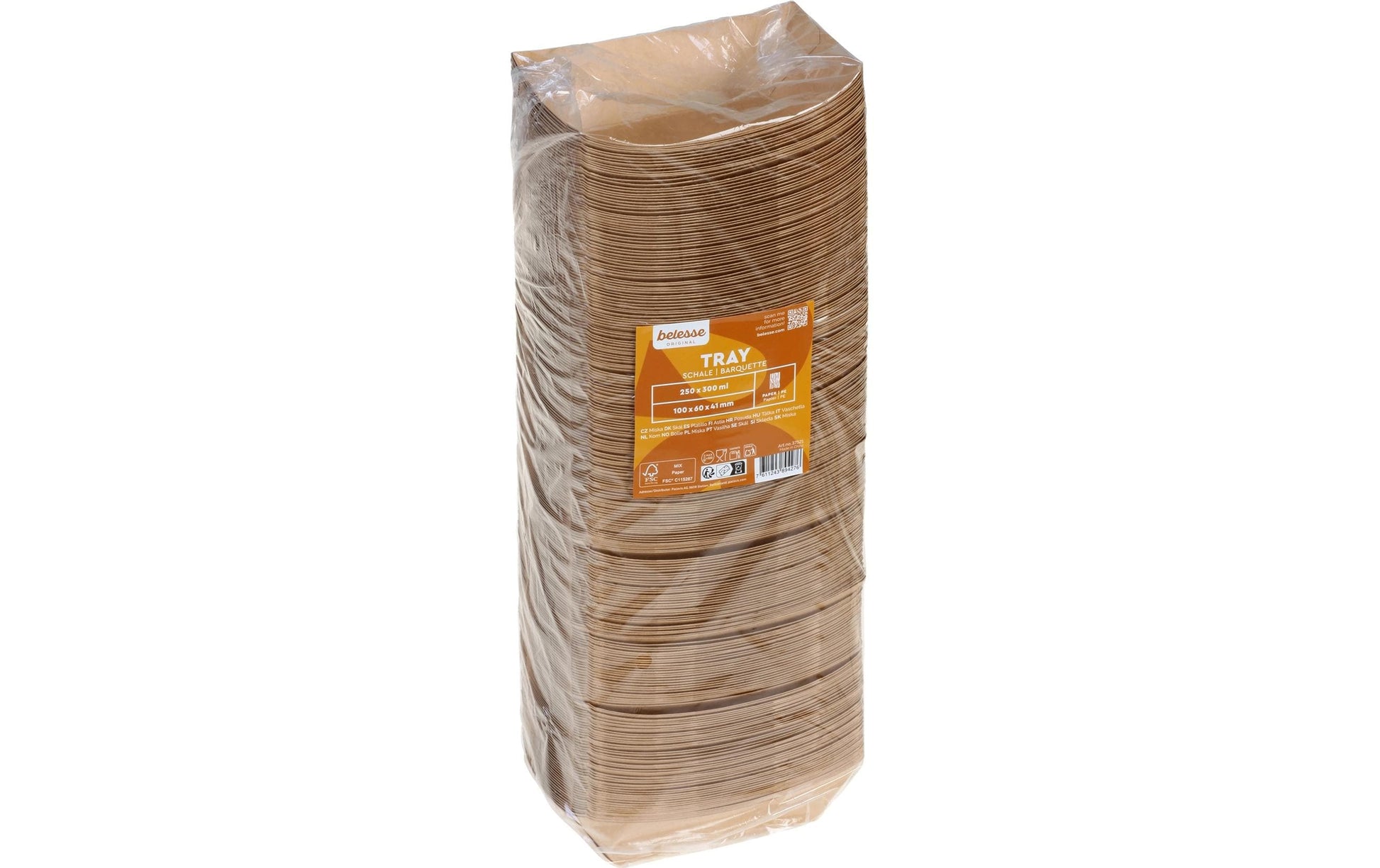 Belesse Schale Boot, Papier/Karton (PE-beschichtet) – 300 ml, 100 × 60 × 41 mm, braun – 250 Stk.