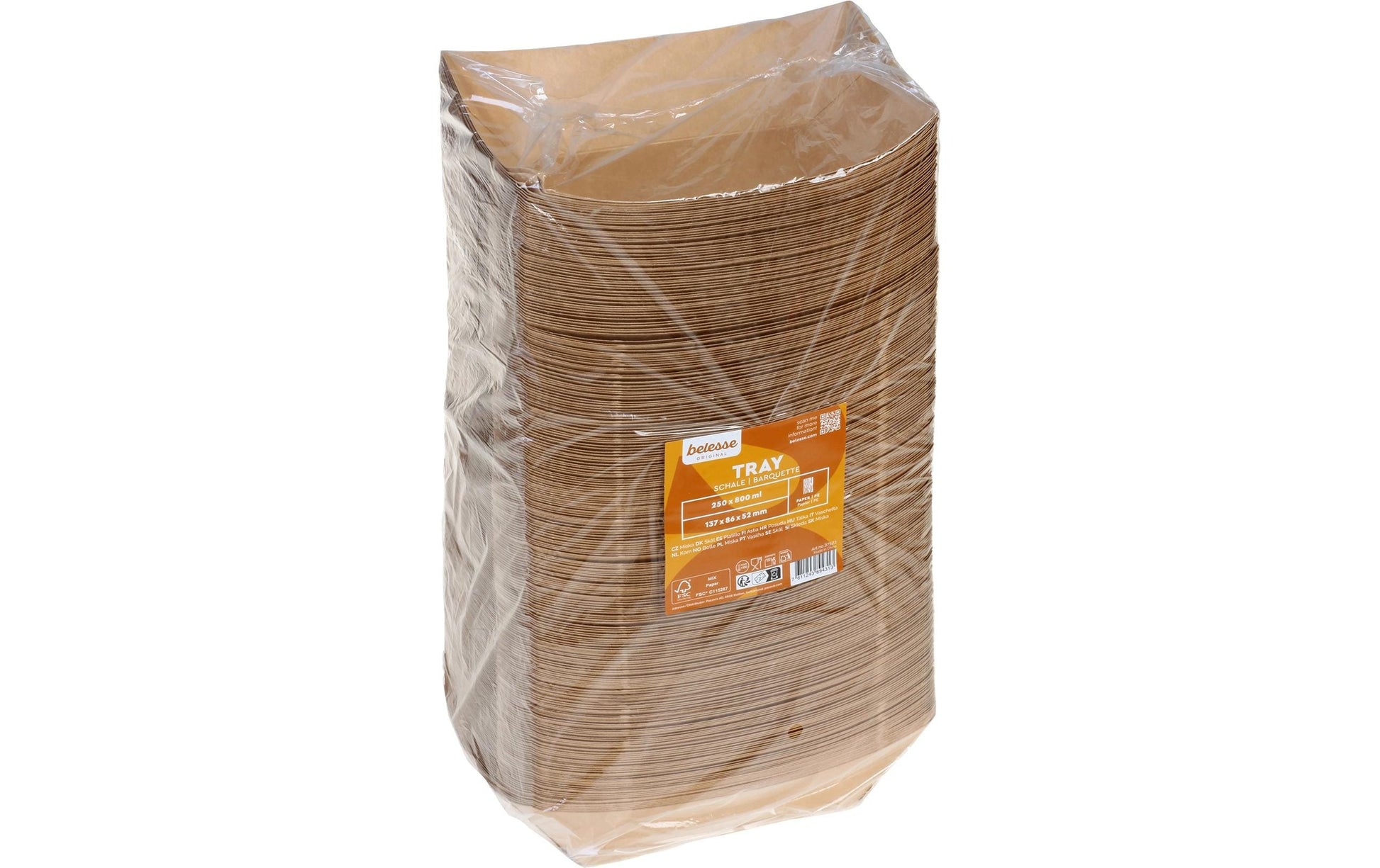 Belesse Schale/Schüssel, Papier/Karton (PE-beschichtet) – 800 ml, 137 × 86 × 52 mm, braun – 250 Stk.