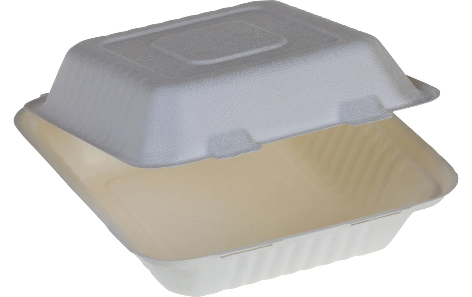 Belesse Take-away-Box Bagasse (Zuckerrohr), 1100 ml – 220 × 200 × 77 mm, weiss – 50 Stk.