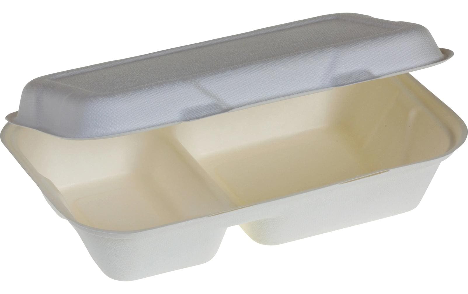 Belesse nature Take-away-Box, Bagasse (Zuckerrohr), 2-teilig – 251 × 166 × 63 mm, weiss – 50 Stk.