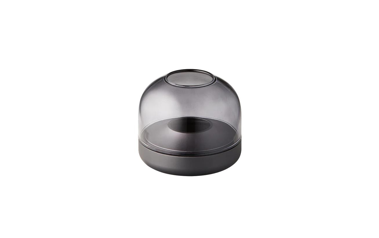 Kooduu Windlicht – Glas & Aluminium, grau – Ø 9,4 × 8,1 cm