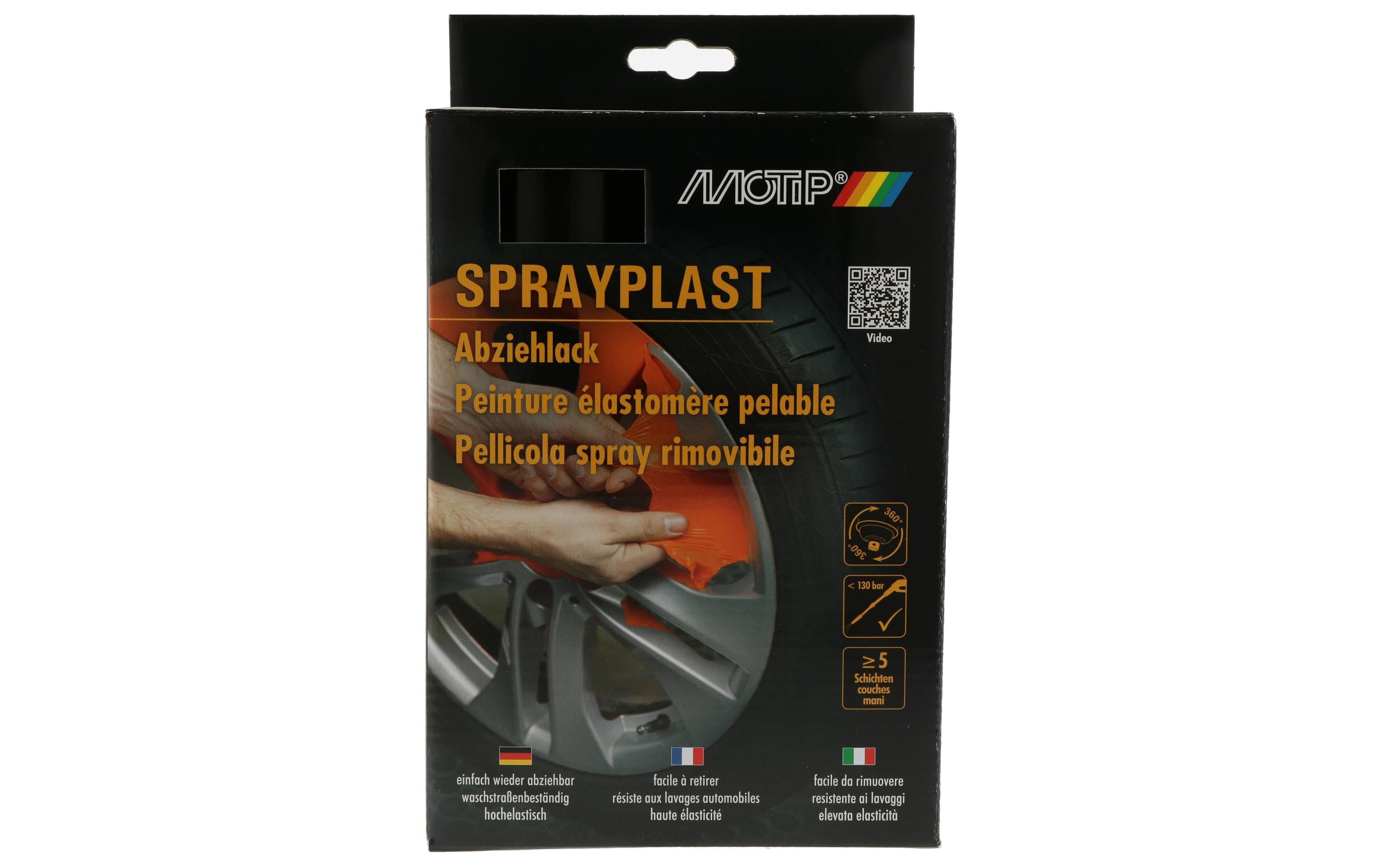 Motip Sprayplast Farbspray Abziehlack – Schwarz, seidenglänzend – Set – 800 ml