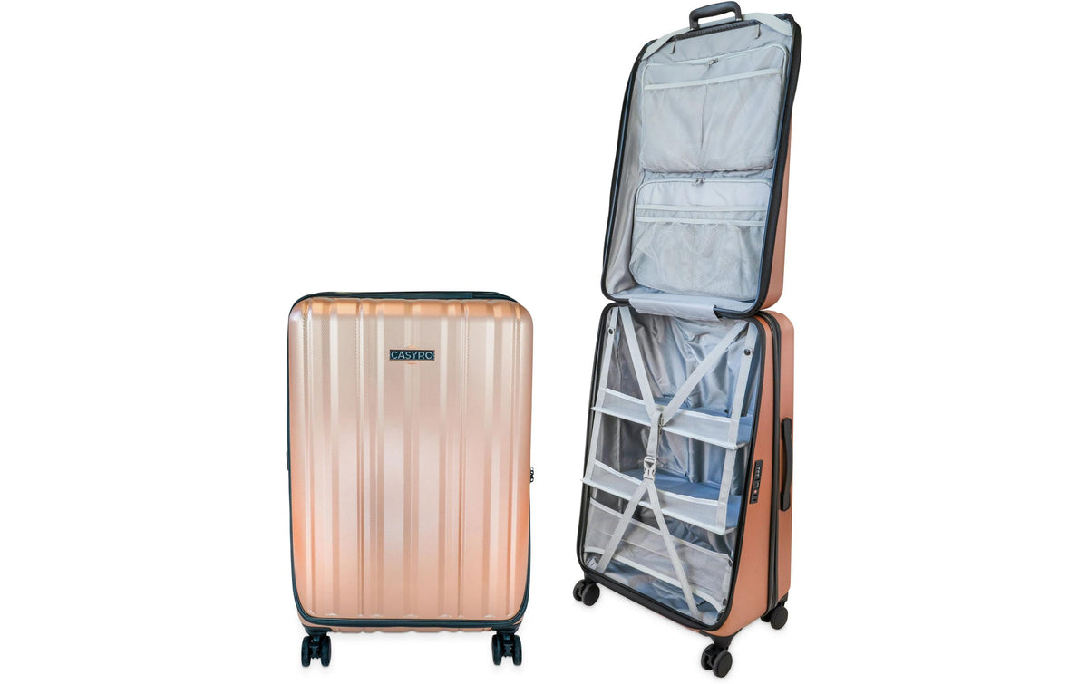 Casyro Stand-Up – Hartschalen-Trolley, 120 l, 4 Rollen, TSA-Schloss, Roségold, 50 × 77,5 × 30,5 cm