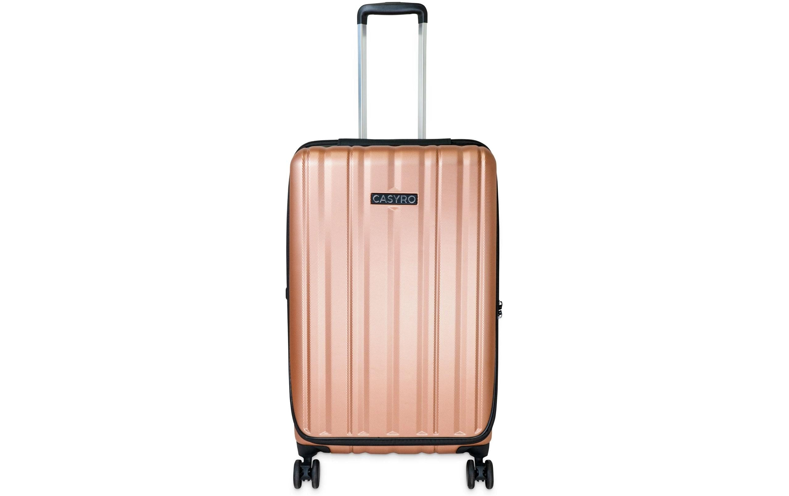 Casyro Hartschalen-Trolley, 80 l, 4 Rollen, TSA-Schloss, PC, Roségold, 42 × 70 × 28 cm