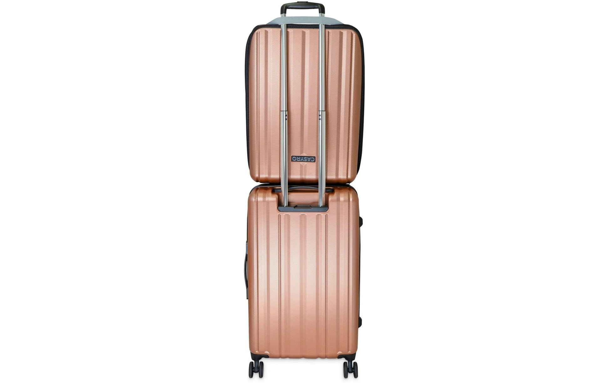 Casyro Hartschalen-Trolley, 80 l, 4 Rollen, TSA-Schloss, PC, Roségold, 42 × 70 × 28 cm