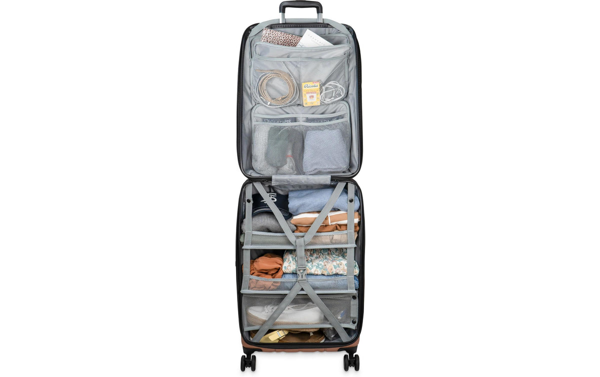 Casyro Hartschalen-Trolley, 80 l, 4 Rollen, TSA-Schloss, PC, Roségold, 42 × 70 × 28 cm