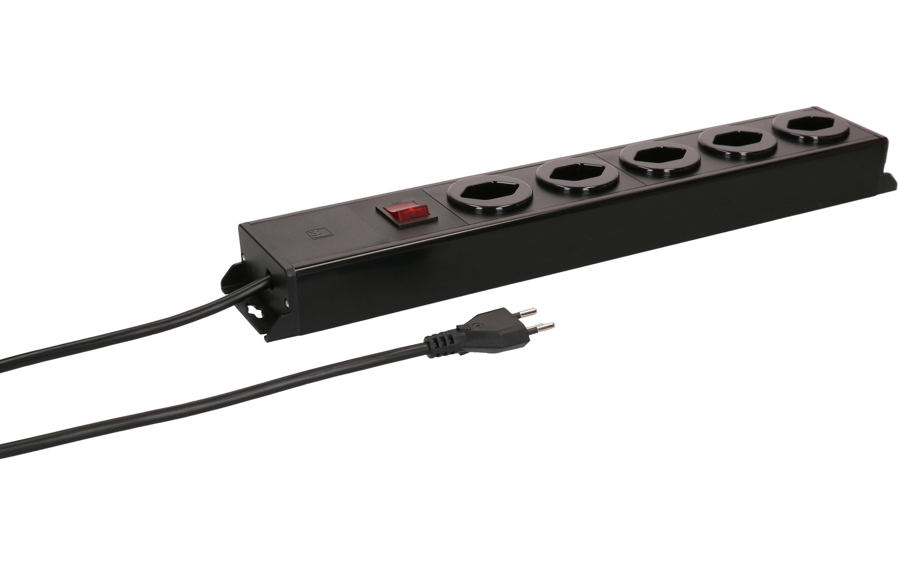 Max Hauri AG Max Hauri Power Line Steckdosenleiste – 5× T13, 1,5 m, mit Schalter, schwarz