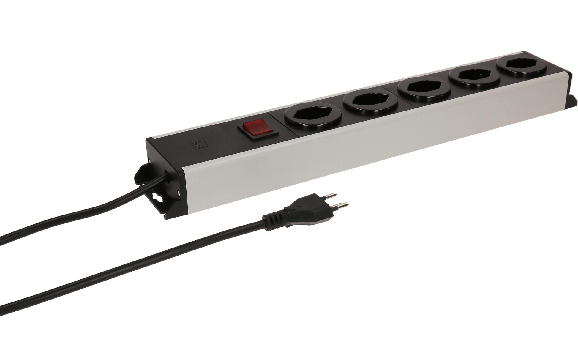 Max Hauri AG Max Hauri Power Line Steckdosenleiste, 5×T13, mit Schalter, 3 m, Eingang T12, IP20 – Grau/Schwarz