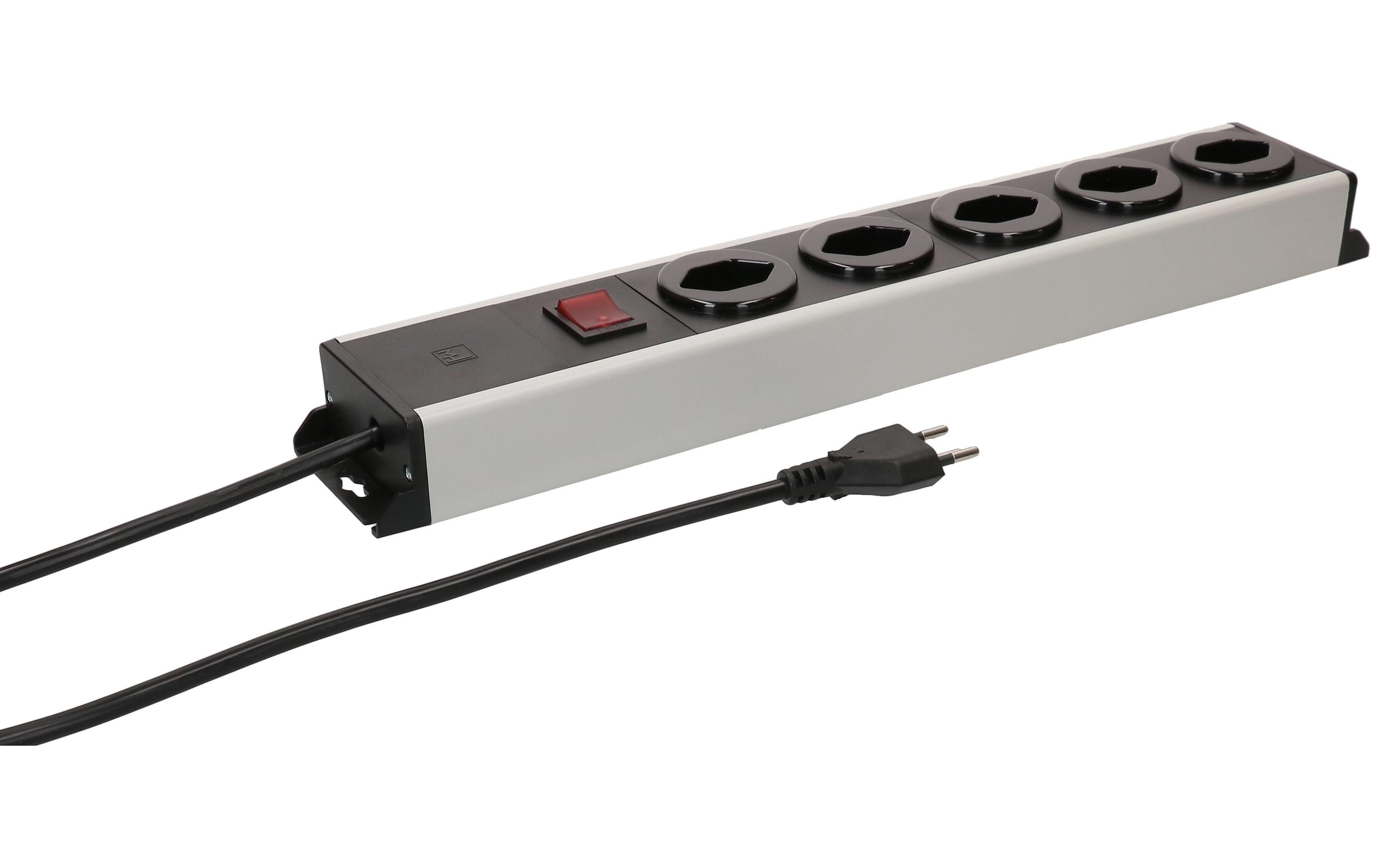 Max Hauri AG Max Hauri Power Line Steckdosenleiste – 5× T13, 5 m, mit Schalter, Grau/Schwarz