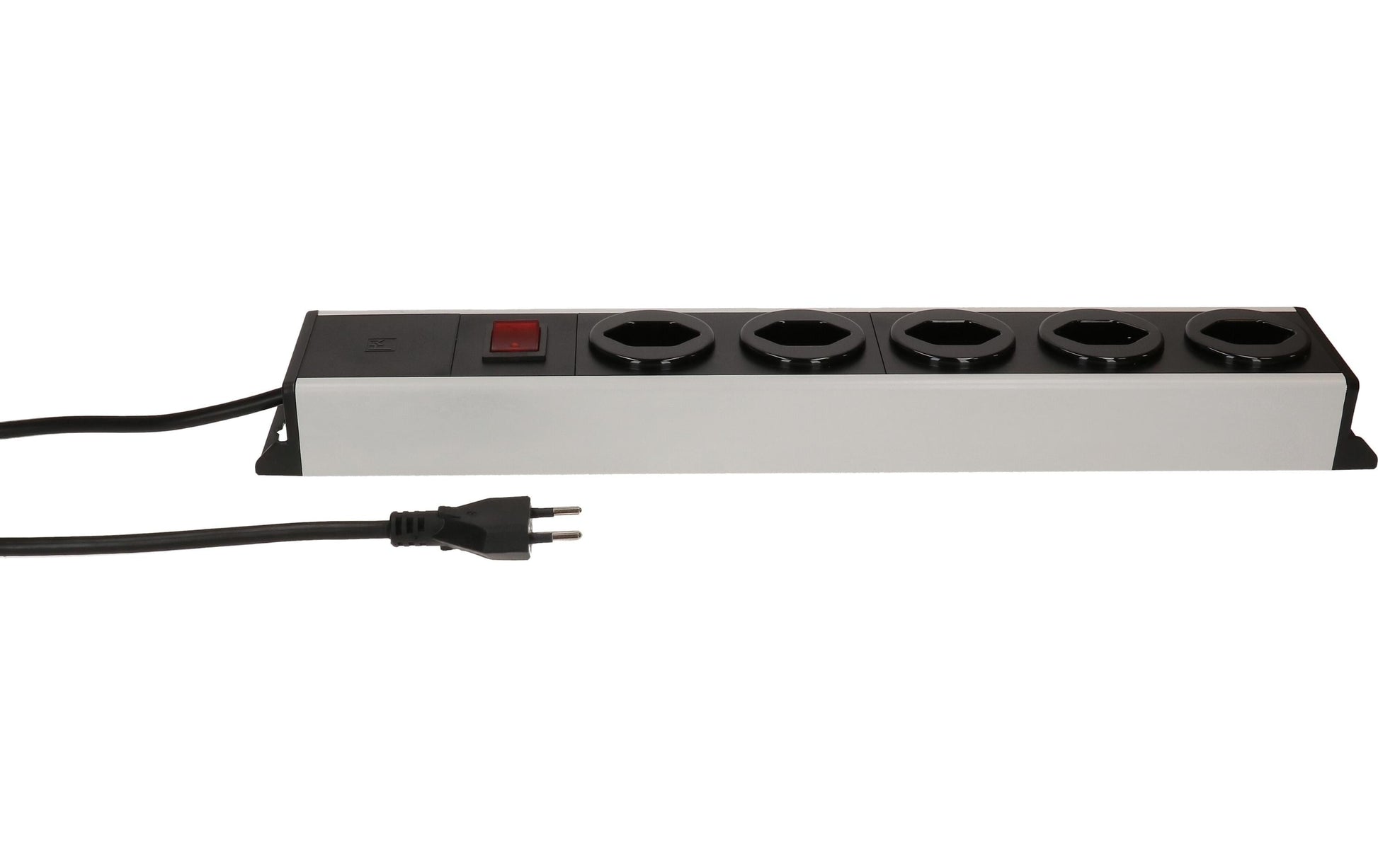 Max Hauri AG Max Hauri Power Line Steckdosenleiste, 5×T13, mit Schalter, 3 m, Eingang T12, IP20 – Grau/Schwarz