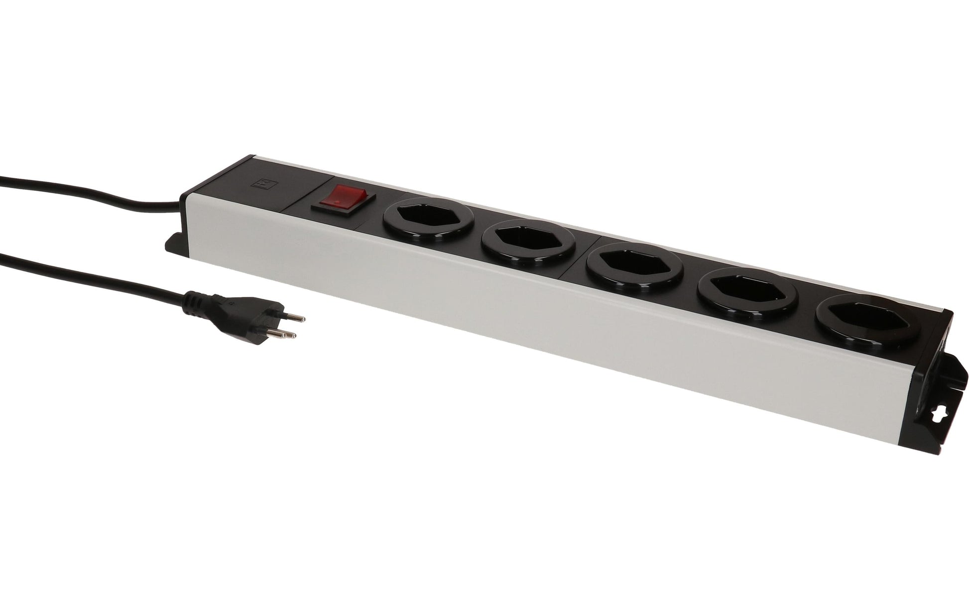 Max Hauri AG Max Hauri Power Line Steckdosenleiste, 5×T13, mit Schalter, 3 m, Eingang T12, IP20 – Grau/Schwarz