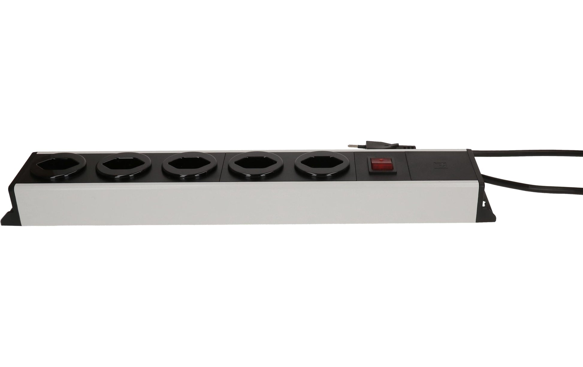 Max Hauri AG Max Hauri Power Line Steckdosenleiste, 5×T13, mit Schalter, 3 m, Eingang T12, IP20 – Grau/Schwarz