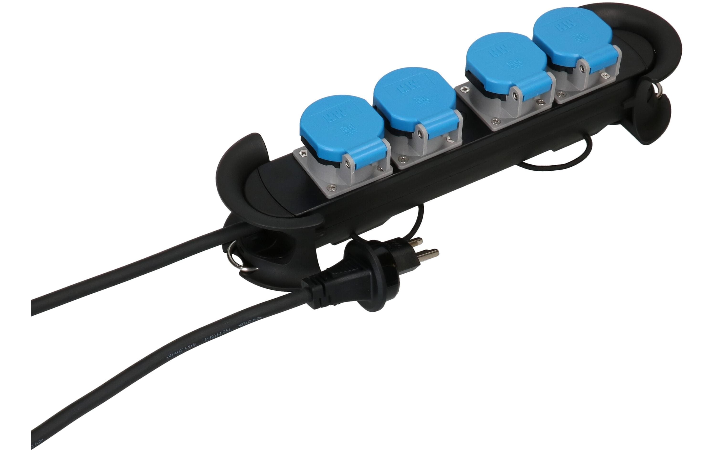 Max Hauri AG Max Hauri Construct Line Steckdosenleiste, 4×T23, 5 m, IP55, Eingang T23 – schwarz