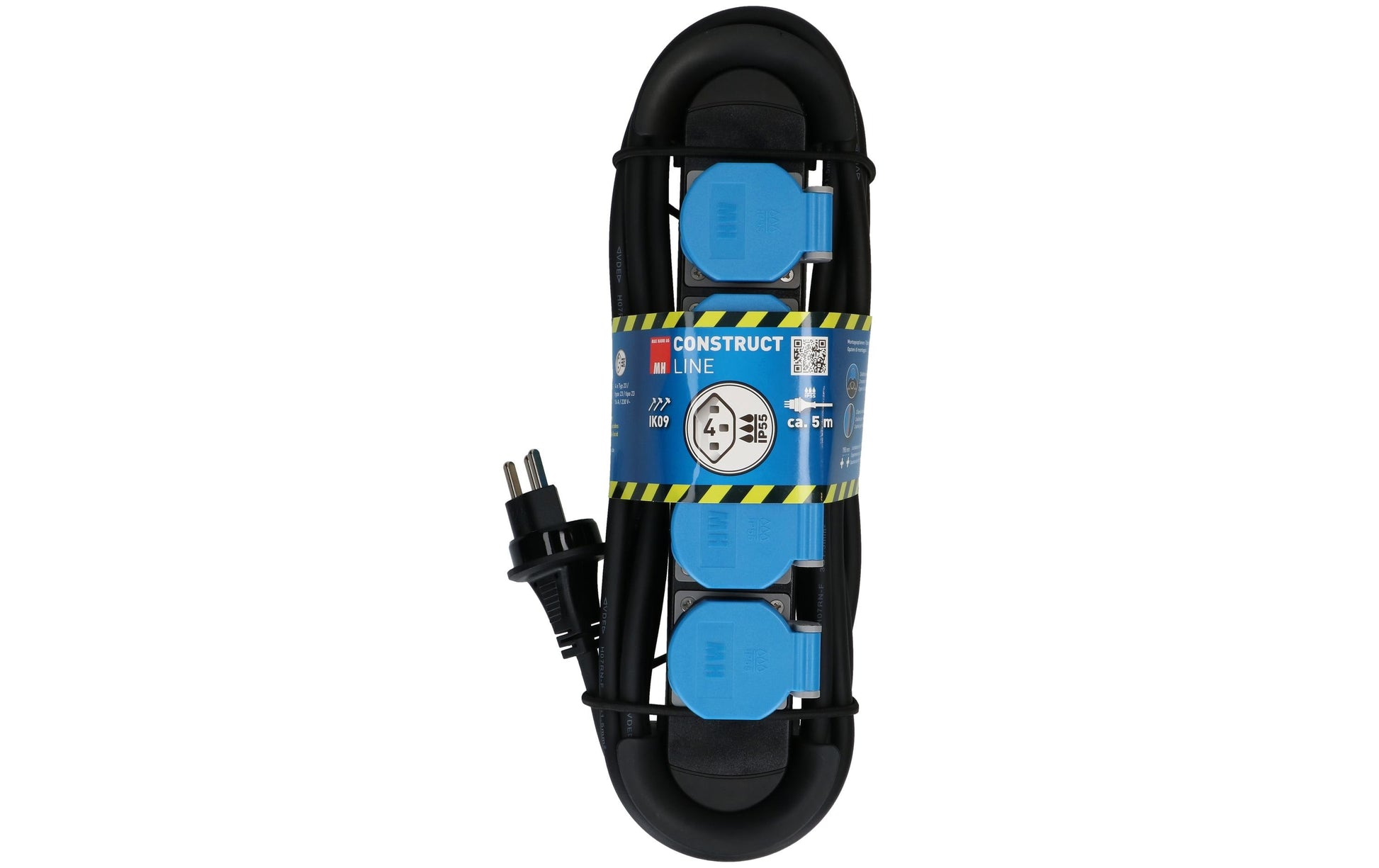 Max Hauri AG Max Hauri Construct Line Steckdosenleiste, 4×T23, 5 m, IP55, Eingang T23 – schwarz