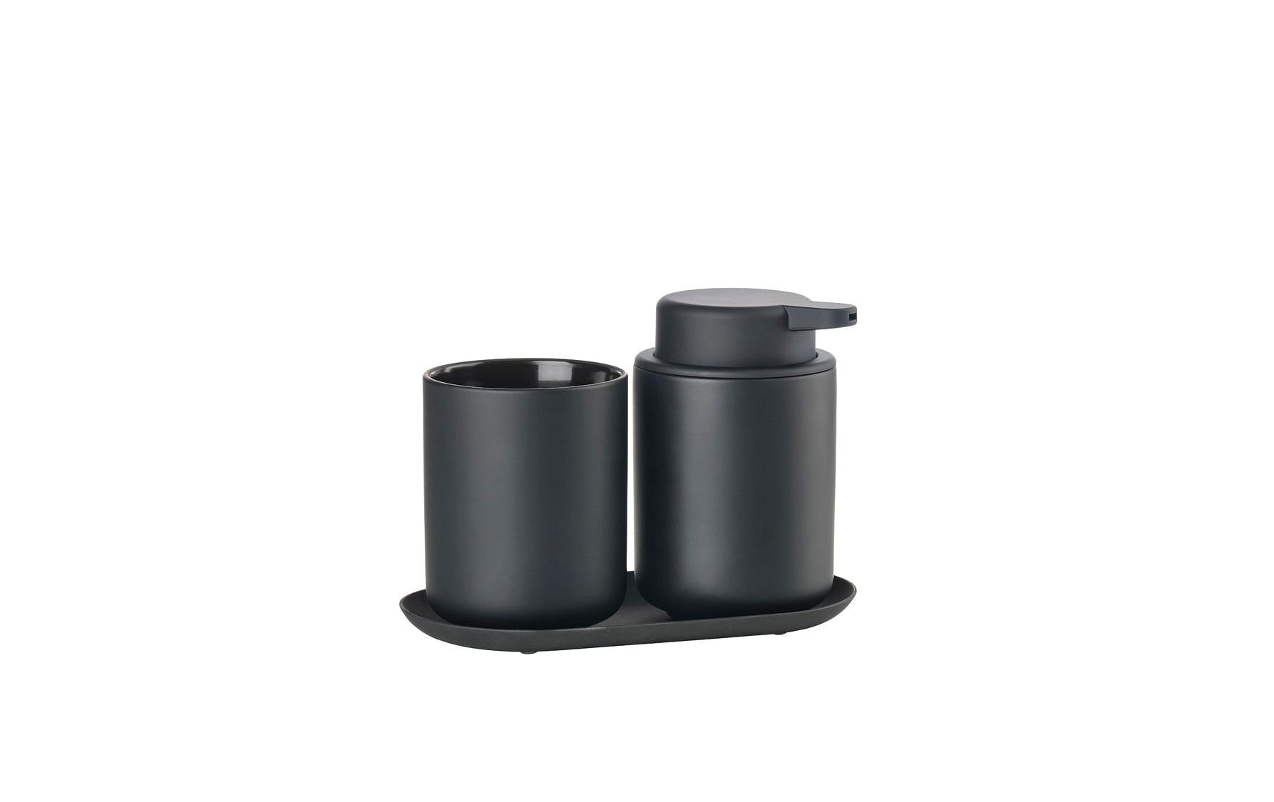 Zone Denmark Zahnputzbecher Ume – Steinzeug/ABS, 0,25 l, Schwarz