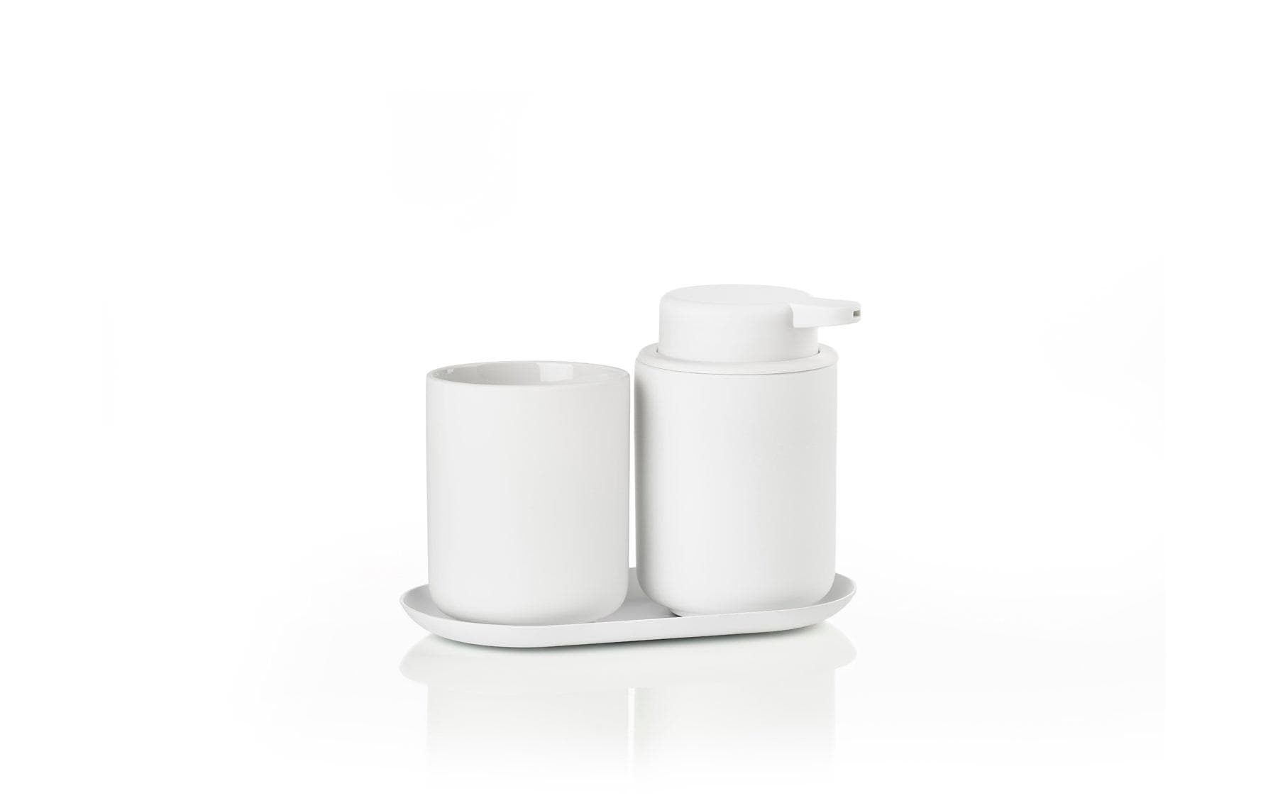 Zone Denmark Zahnputzbecher Ume – Steinzeug/ABS, 18×9,5×13,5 cm, Weiss