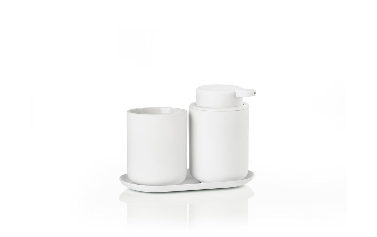 Zone Denmark Zahnputzbecher Ume – Steinzeug/ABS, 18×9,5×13,5 cm, Weiss