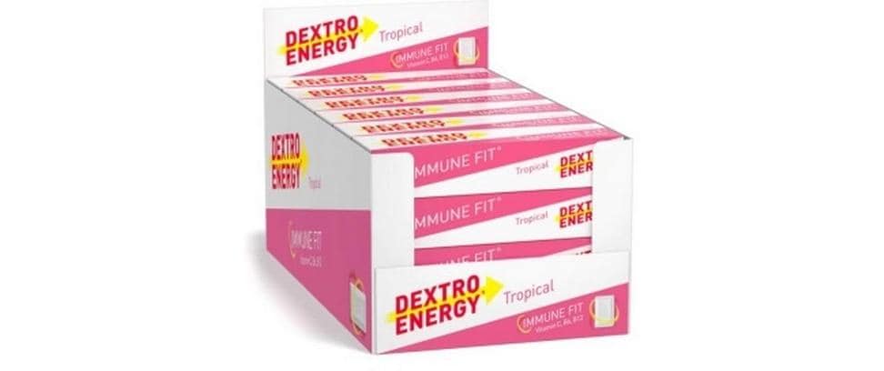 Dextro Energy Dextrosetäfelchen Lutschbonbons – Tropical, vegan – 24 × 47 g