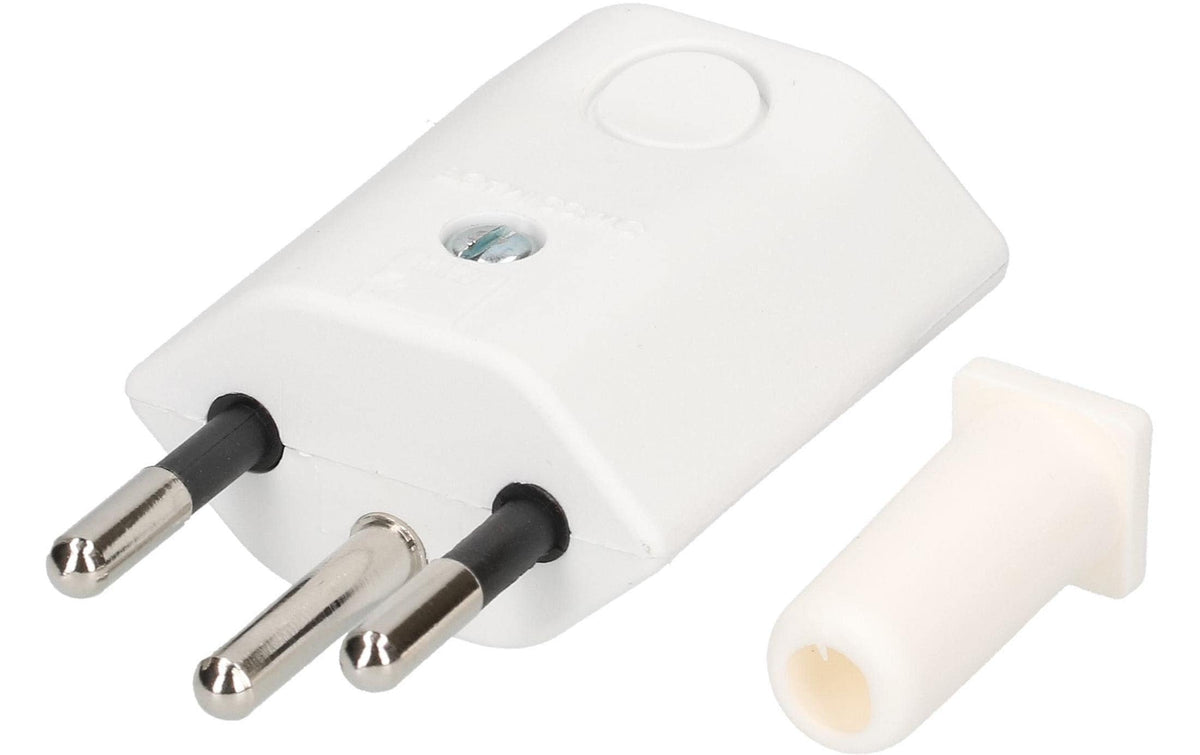 Max Hauri AG Max Hauri Adapterkabel, T12–offen, 3-polig (geerdet), einseitig gewinkelt, mit Schalter – weiss
