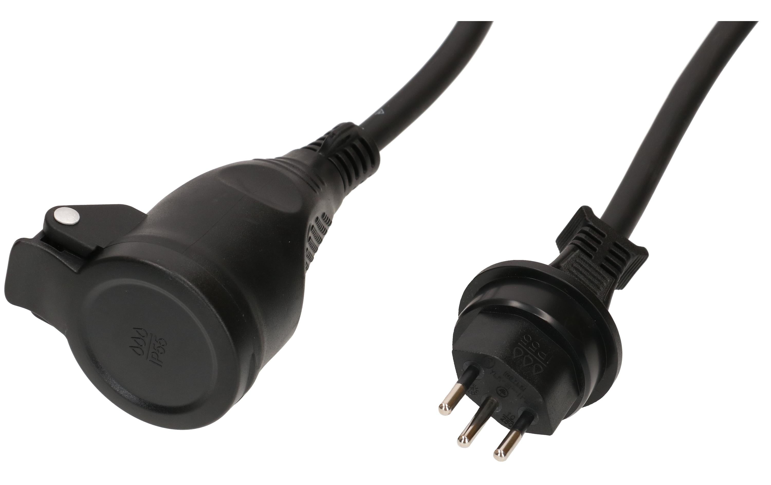 Max Hauri AG Max Hauri Verlängerungskabel, T13–T13, 20 m, IP55, 1,5 mm², Gummiummantelung, angespritzt – schwarz