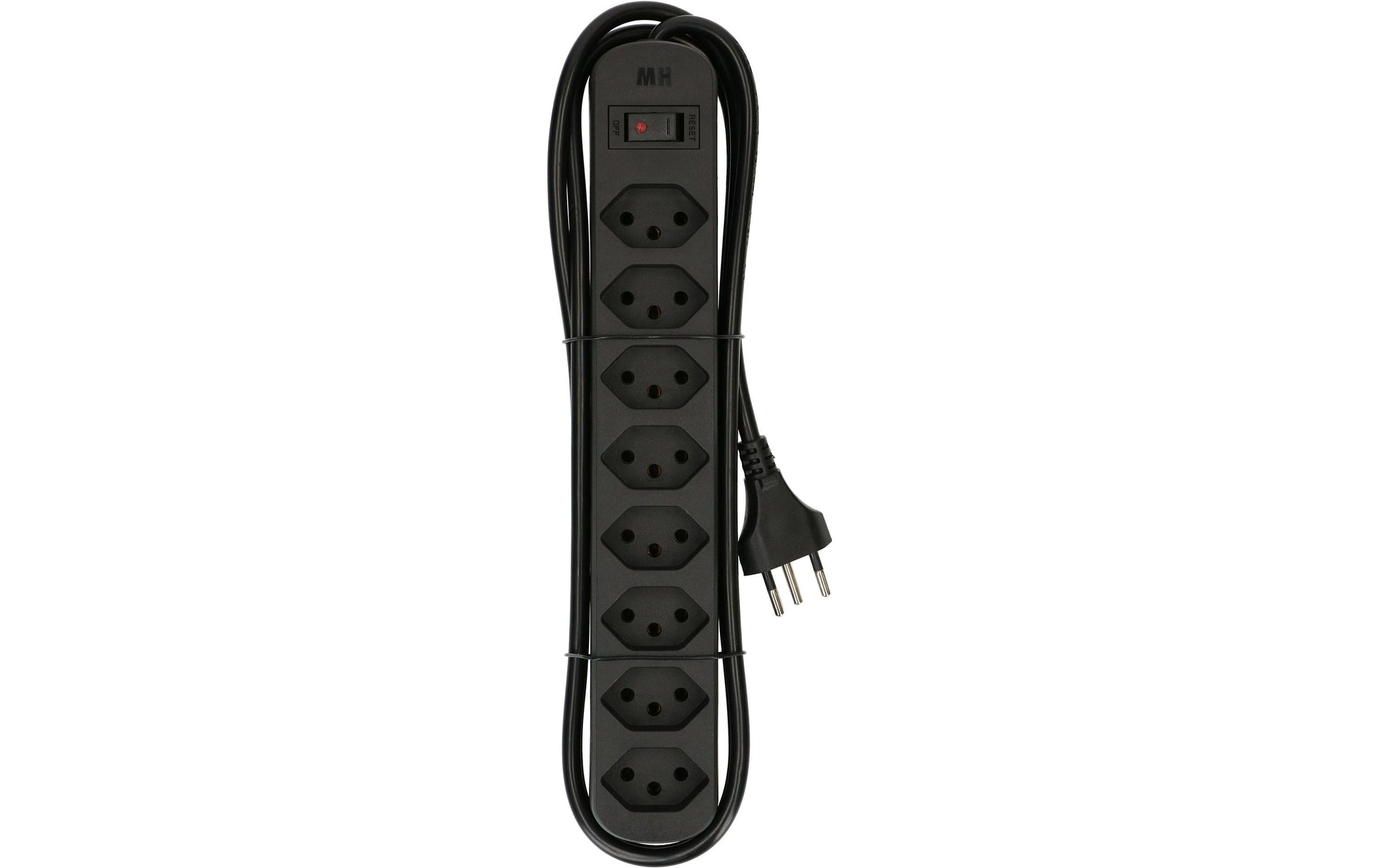 Max Hauri AG Max Hauri Basic-Line Steckdosenleiste, 8×T13, mit Schalter, 1,5 m, Eingang T12, Überstromschutz – Schwarz