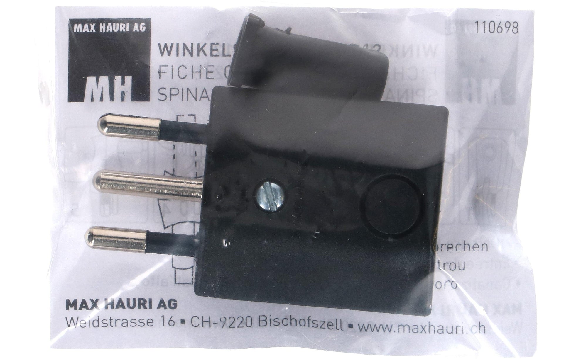 Max Hauri AG Max Hauri Adapterkabel 3-polig T12–offen, mit Schalter, einseitig gewinkelt – schwarz