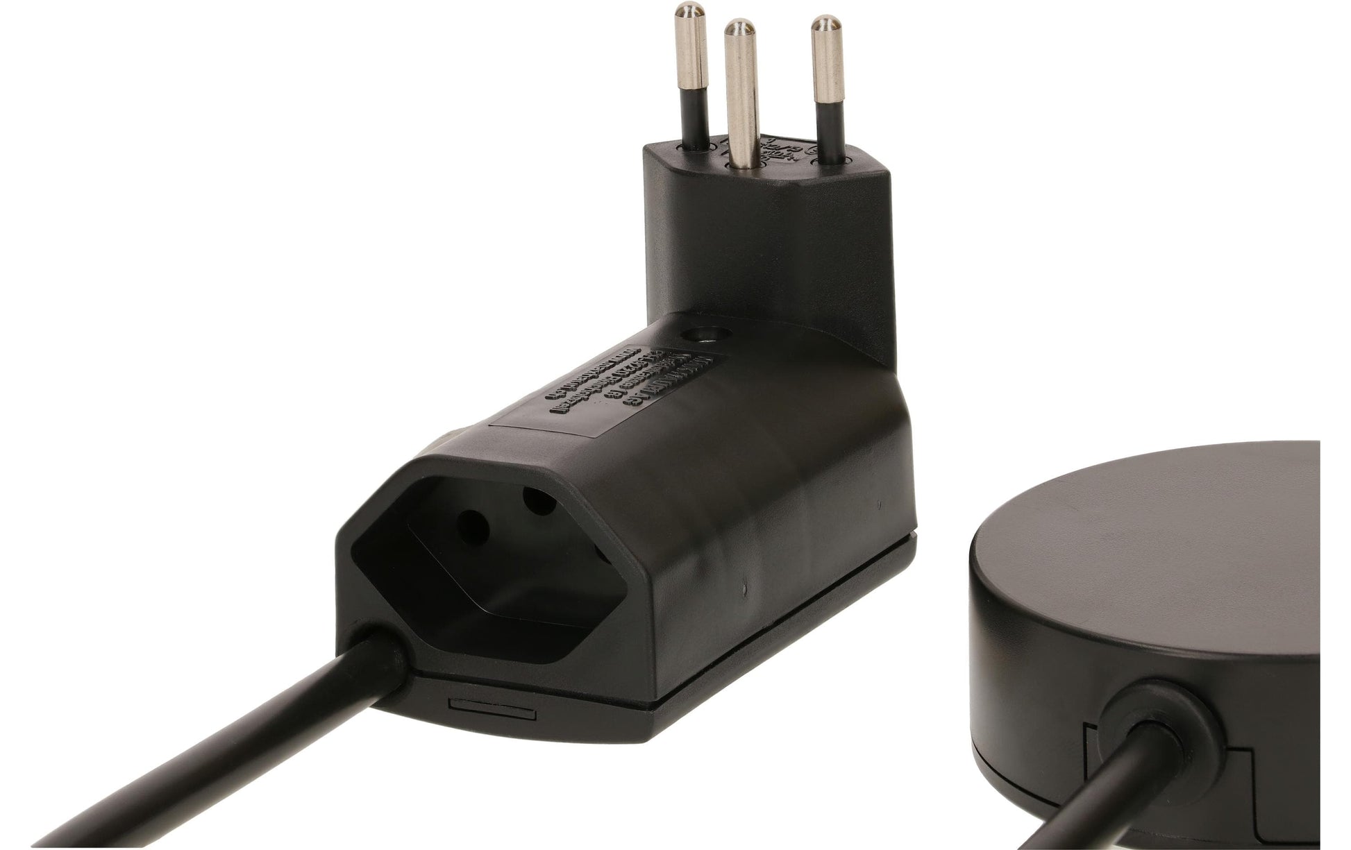 Max Hauri AG Max Hauri Zwischenstecker Typ 12 zu Typ 13 – 1× Steckdose, 2 m, 1 Schalter, Überstromschutz – Schwarz