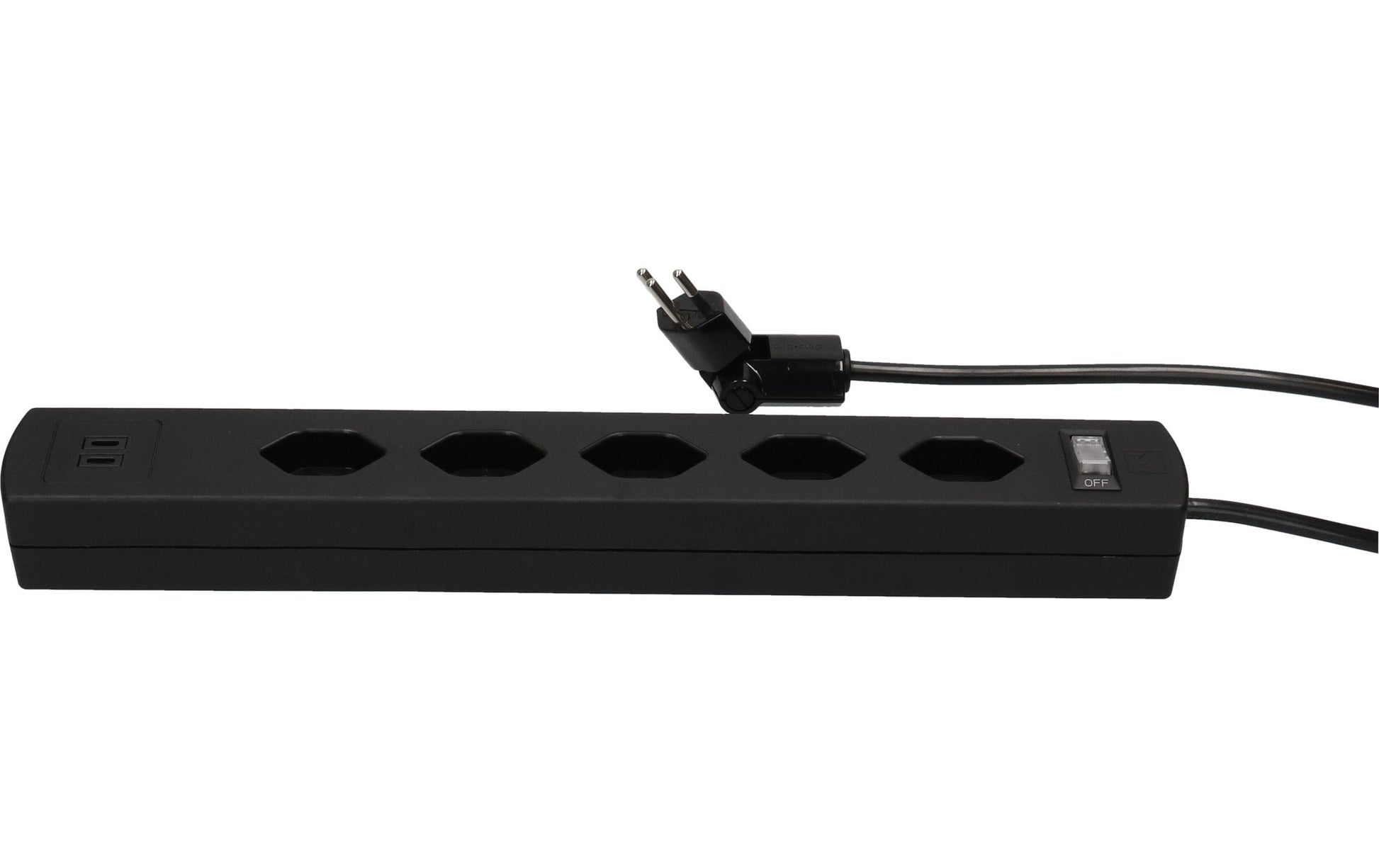 Max Hauri AG Max Hauri SAFETY-LINE Steckdosenleiste – 5× T13, 2× USB-C 20 W, 5 m, mit Schalter, schwarz