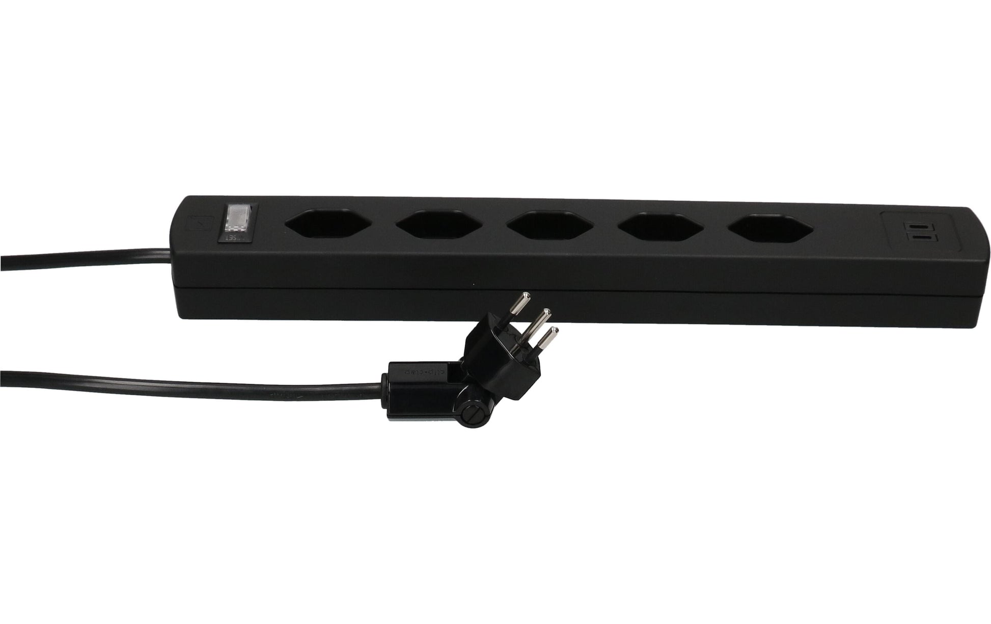 Max Hauri AG Max Hauri SAFETY-LINE Steckdosenleiste – 5× T13, 2× USB-C 20 W, 5 m, mit Schalter, schwarz