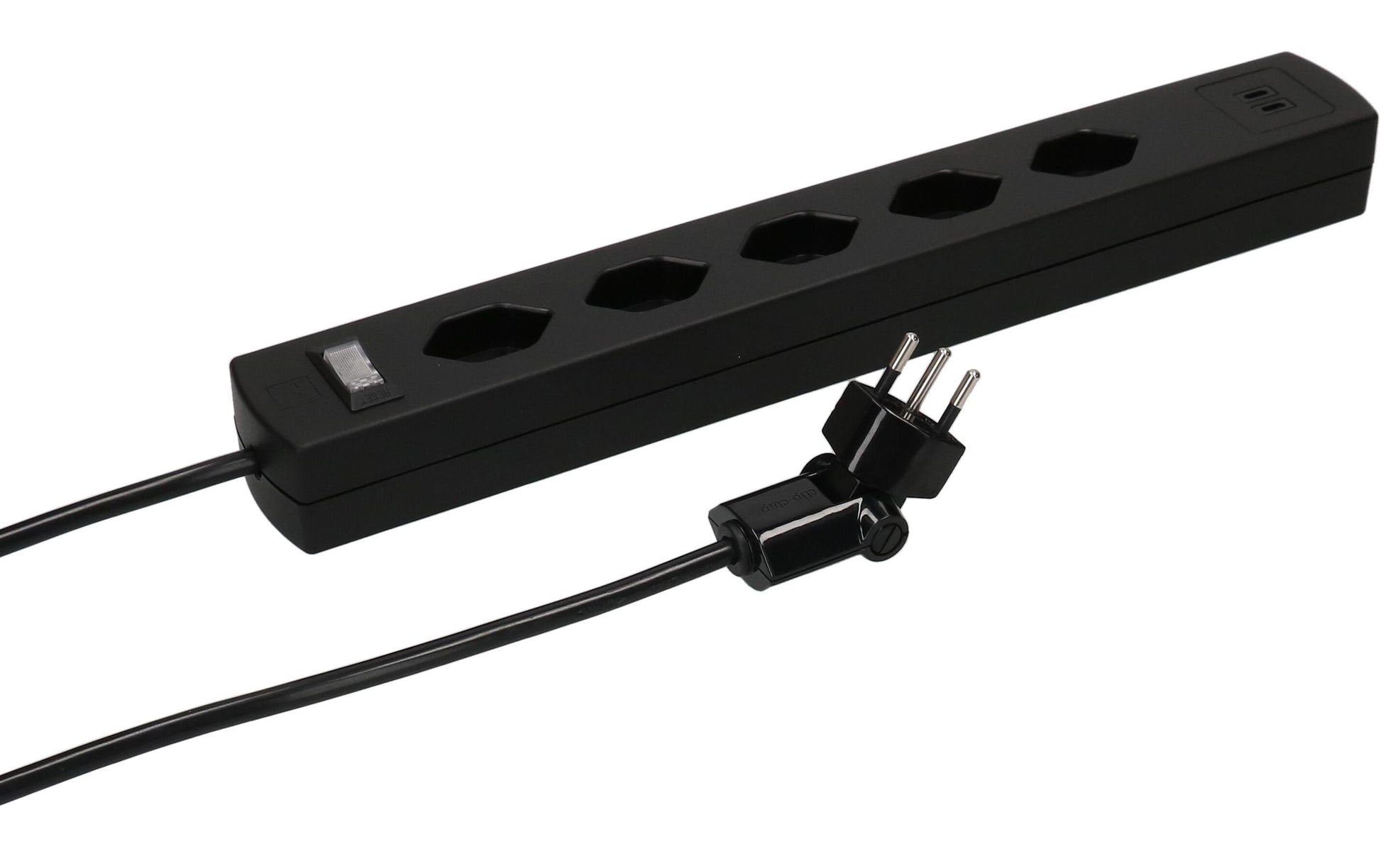 Max Hauri AG Max Hauri SAFETY-LINE Steckdosenleiste – 5× T13, 2× USB-C 20 W, 5 m, mit Schalter, schwarz